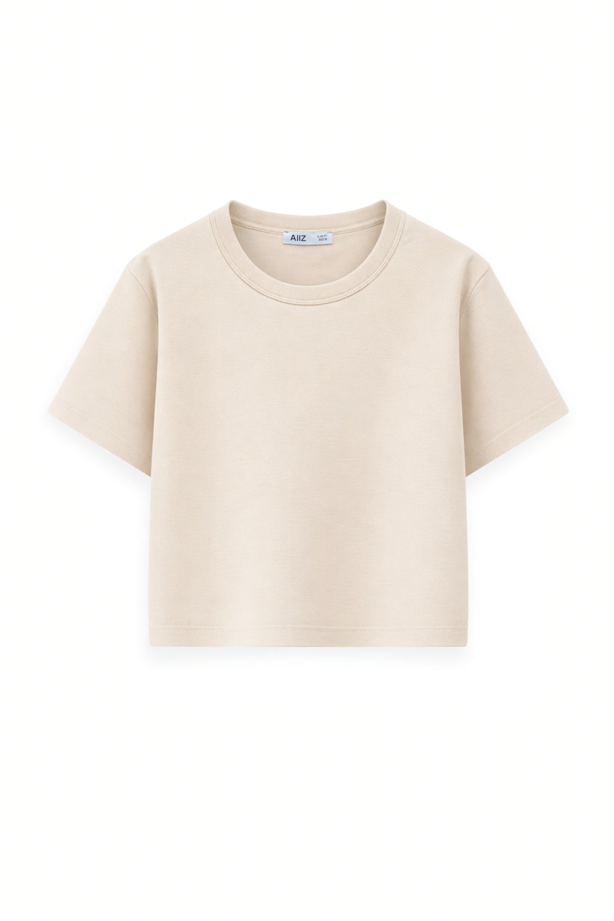 AIIZ Women's Fitted Crop T-Shirt (Beige / S)