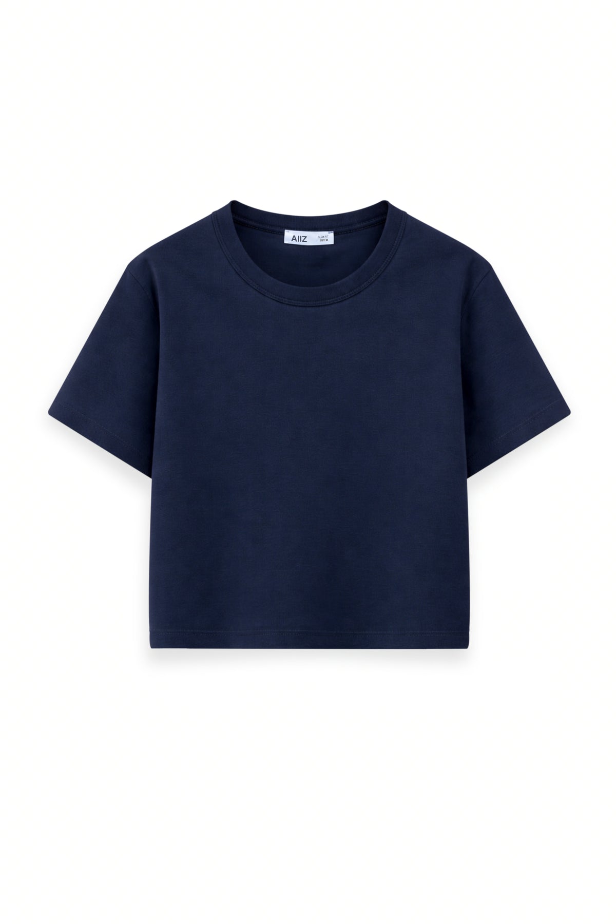 AIIZ Women's Fitted Crop T-Shirt (Navy / S)