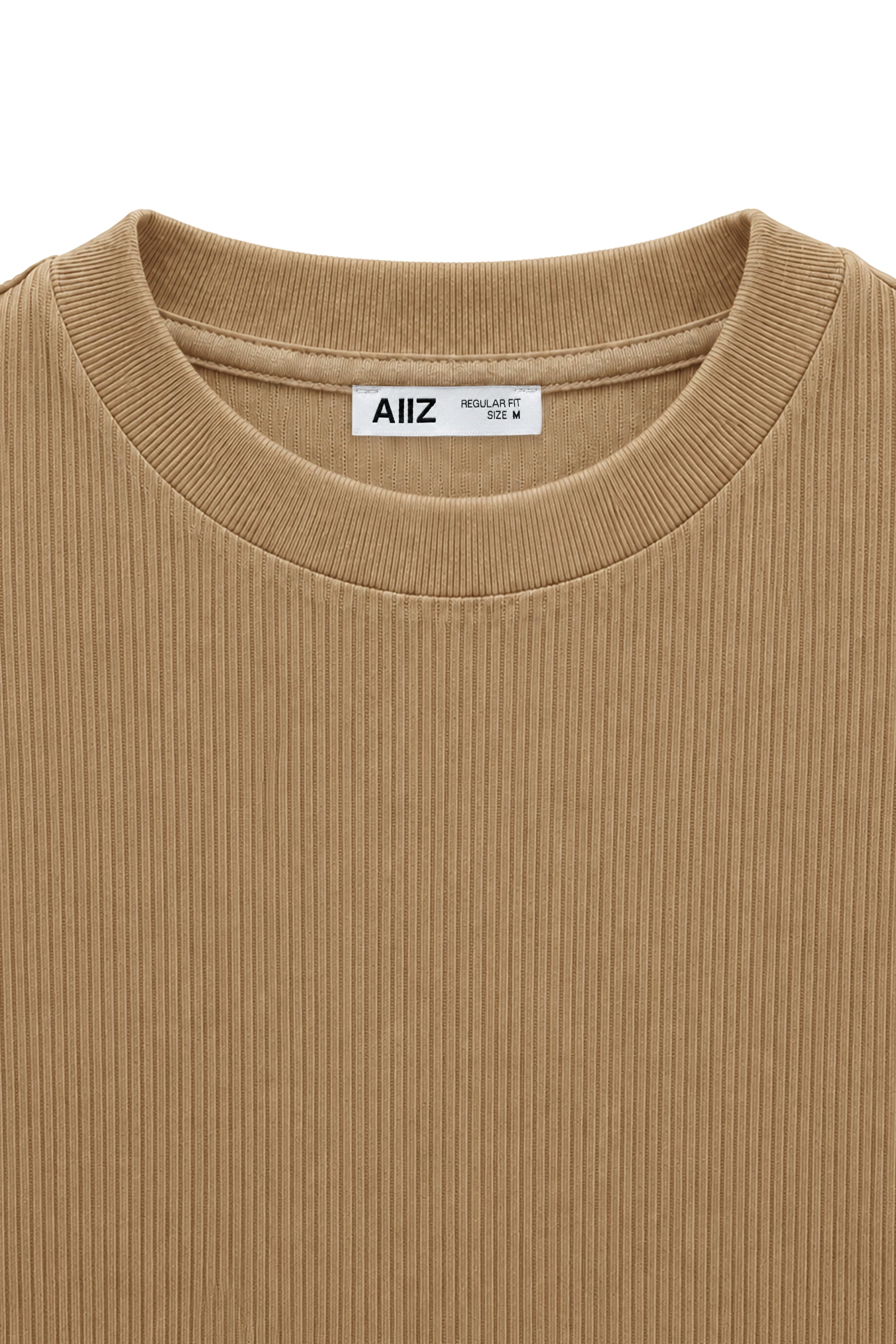 AIIZ Women's High Neck Ribbed Short Sleeve T-Shirt