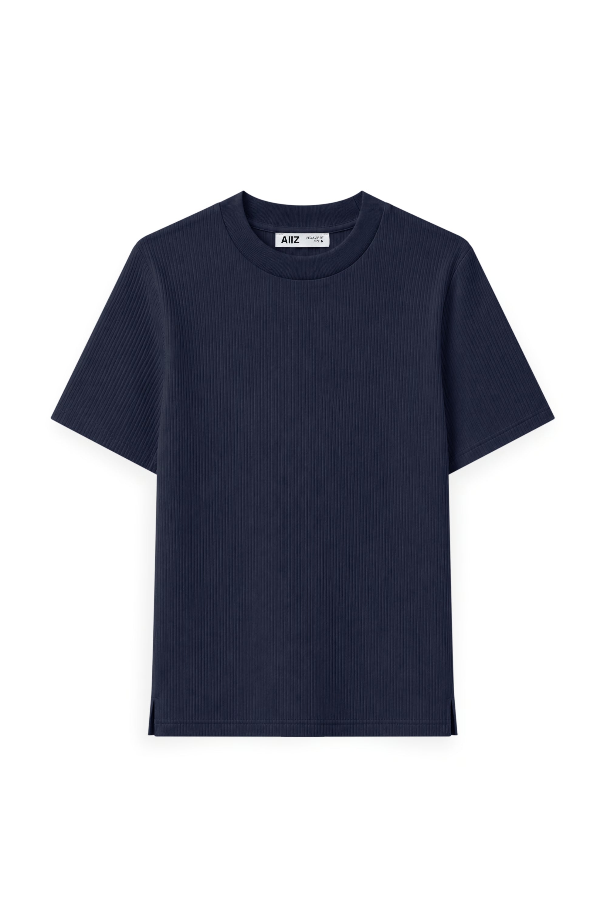 AIIZ Women's High Neck Ribbed Short Sleeve T-Shirt