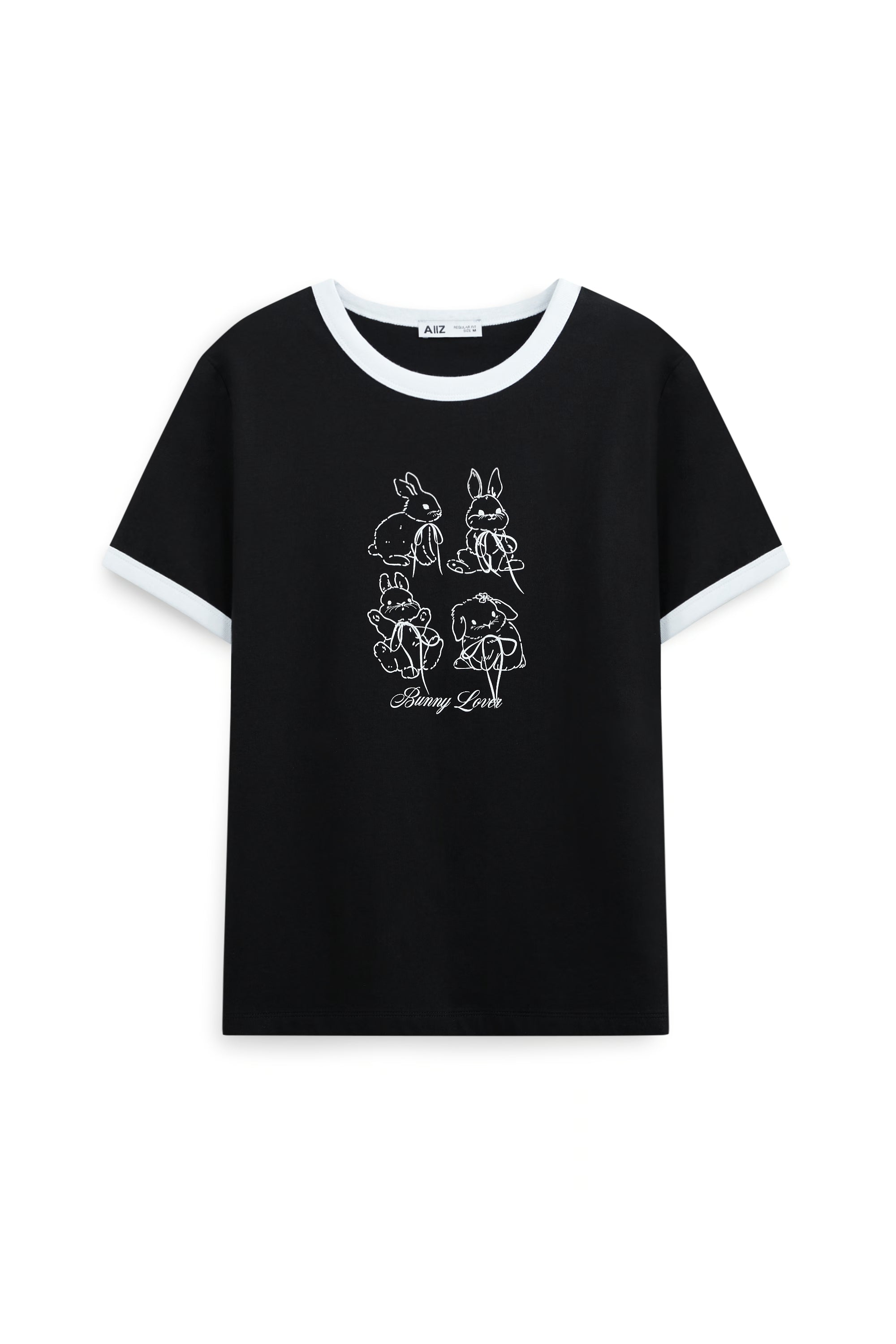 AIIZ Women’s Ringer Graphic T-Shirt (Black / S)
