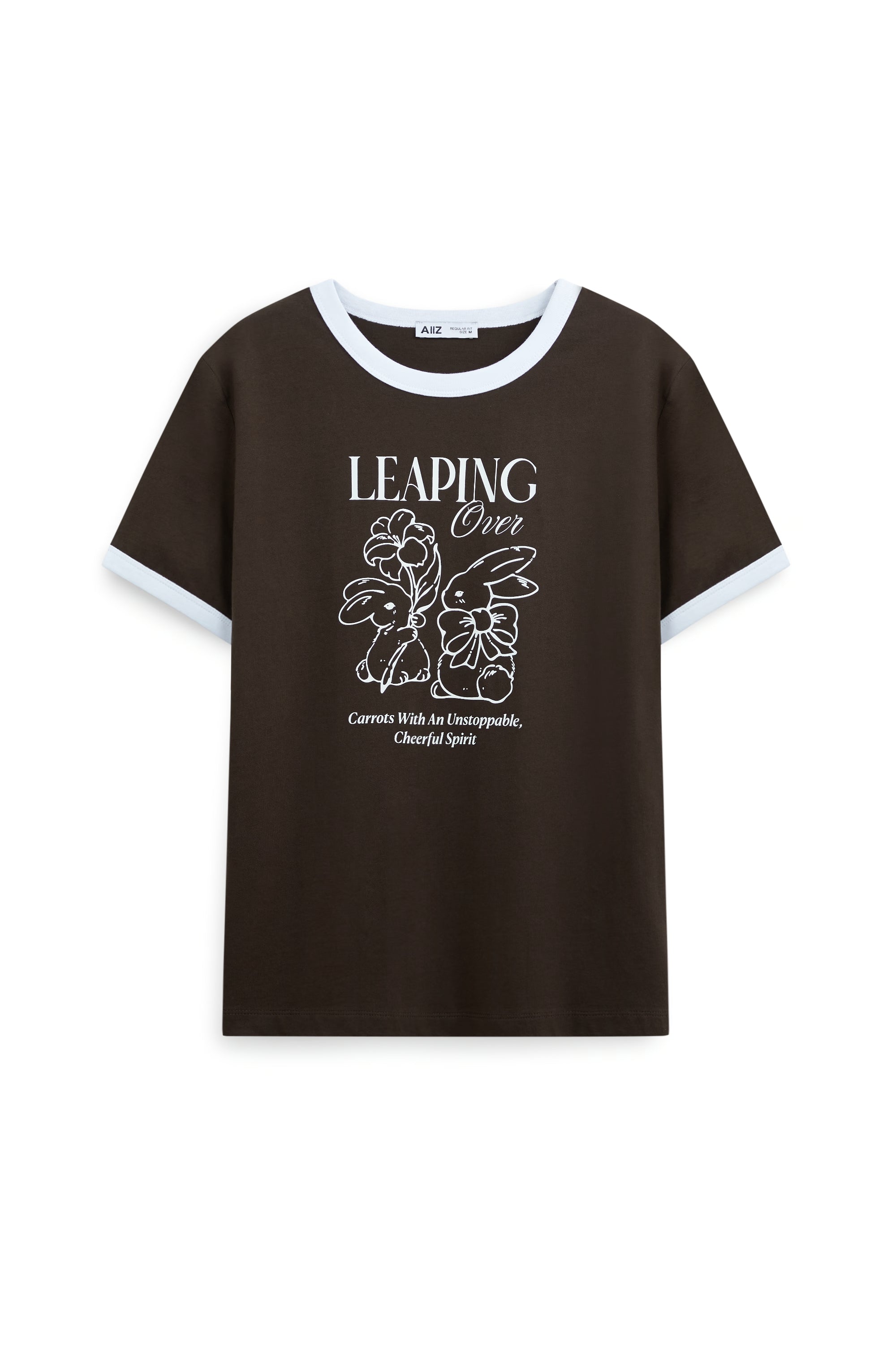 AIIZ Women’s Ringer Graphic T-Shirt (Brown / S)
