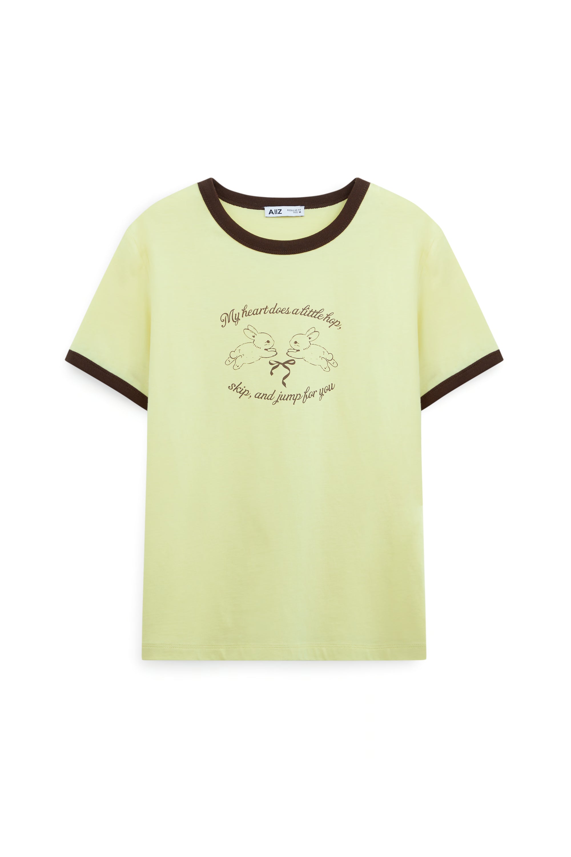 AIIZ Women’s Ringer Graphic T-Shirt (Yellow / S)