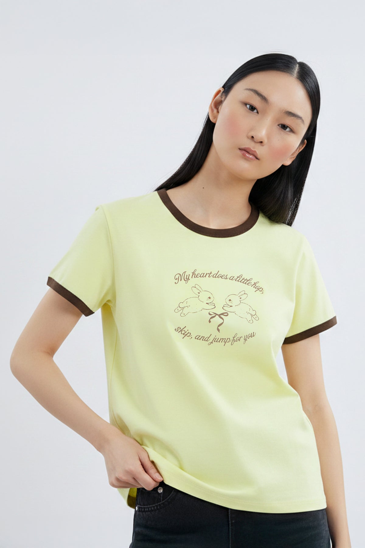 AIIZ Women’s Ringer Graphic T-Shirt