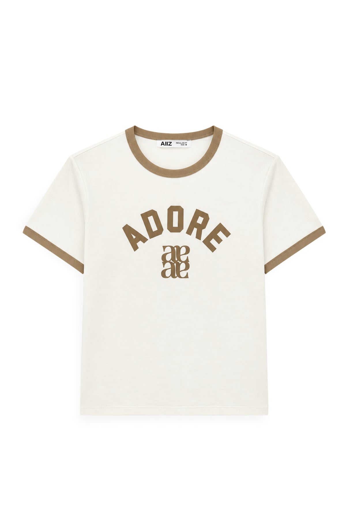 AIIZ Women’s Ringer T-Shirt (Cream / S)