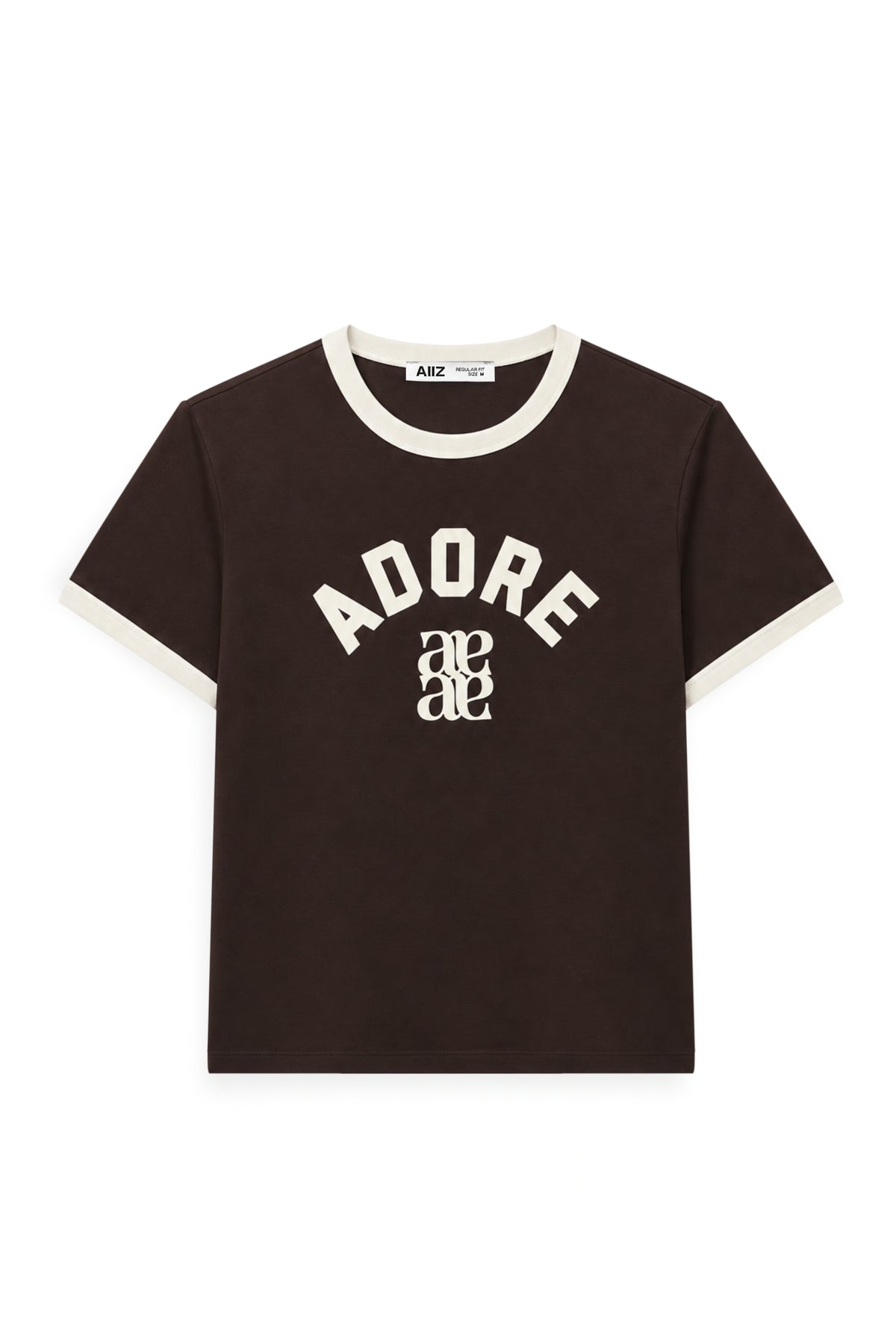 AIIZ Women’s Ringer T-Shirt (Dark Brown / S)