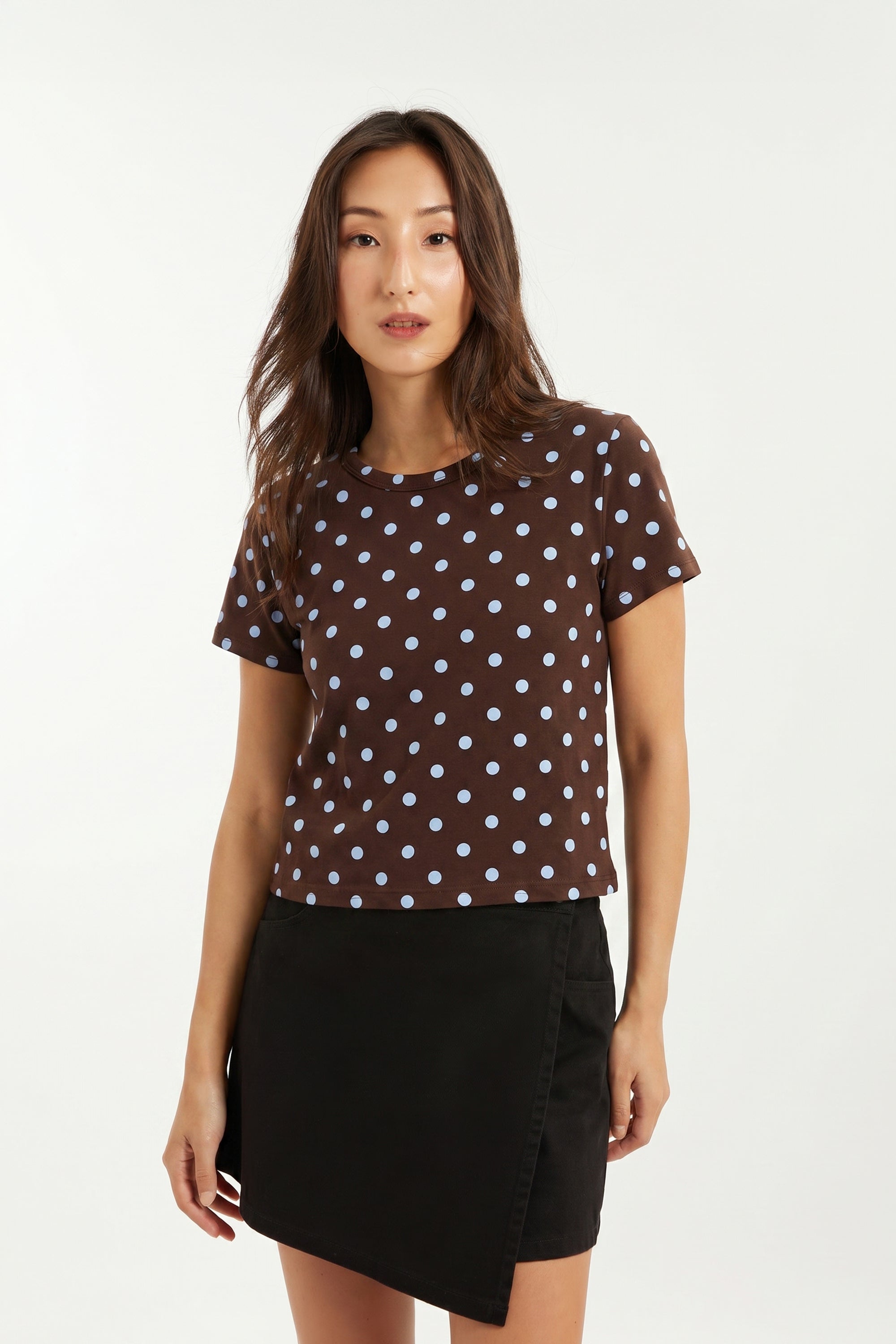 AIIZ Women's Polka dot Printed T-Shirt