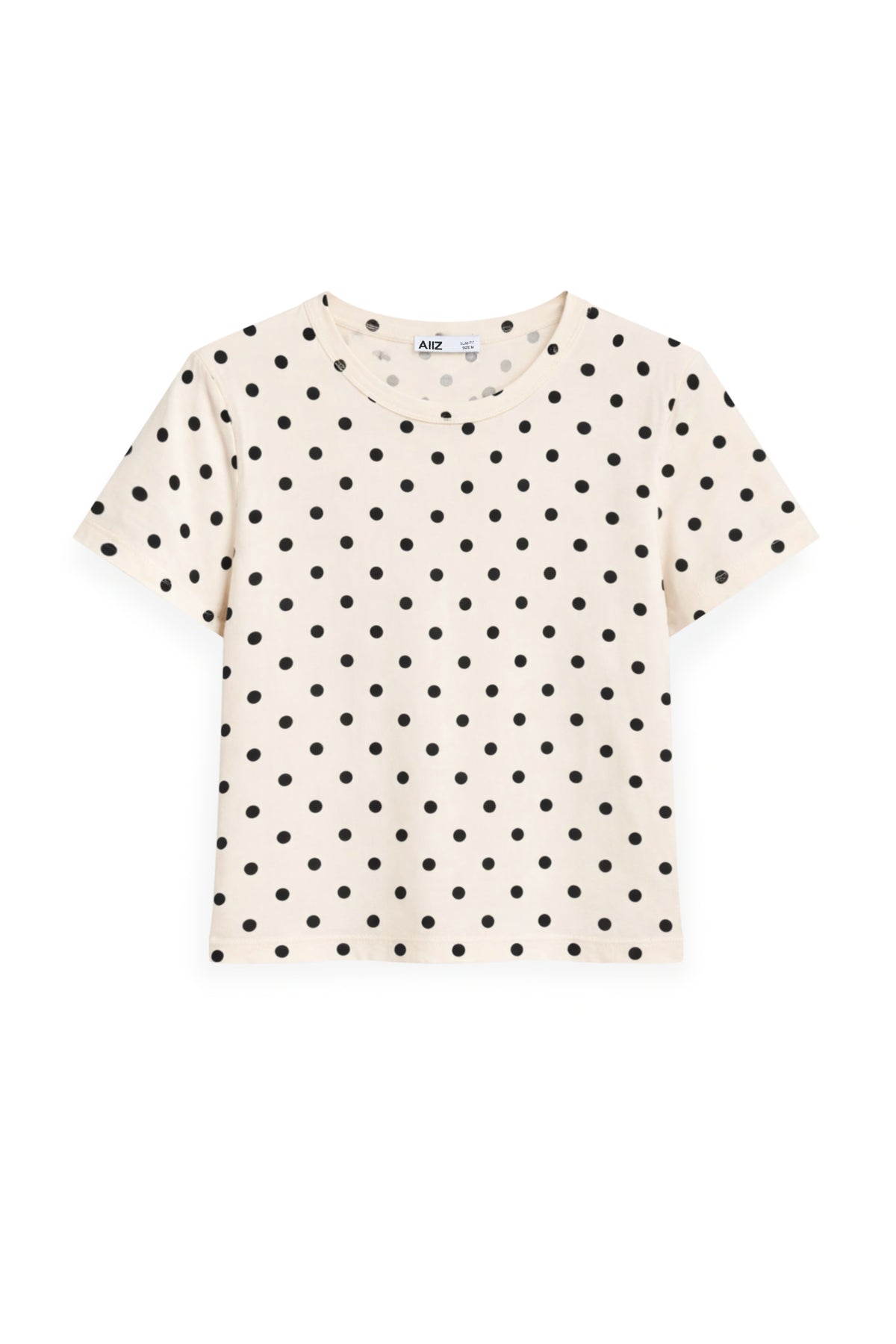 AIIZ Women's Polka dot Printed T-Shirt (Cream / S)