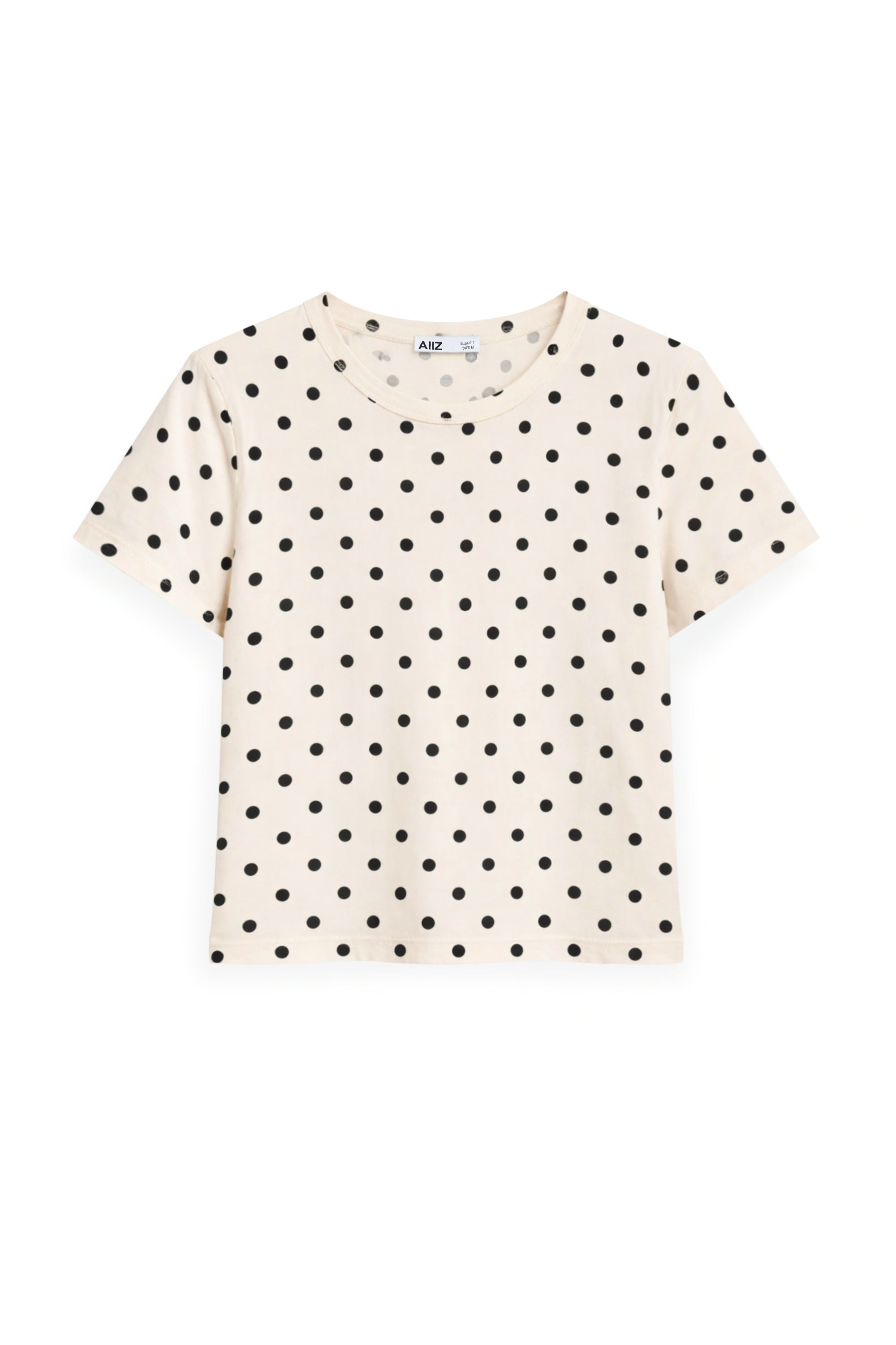 AIIZ Women's Polka dot Printed T-Shirt (Cream / S)