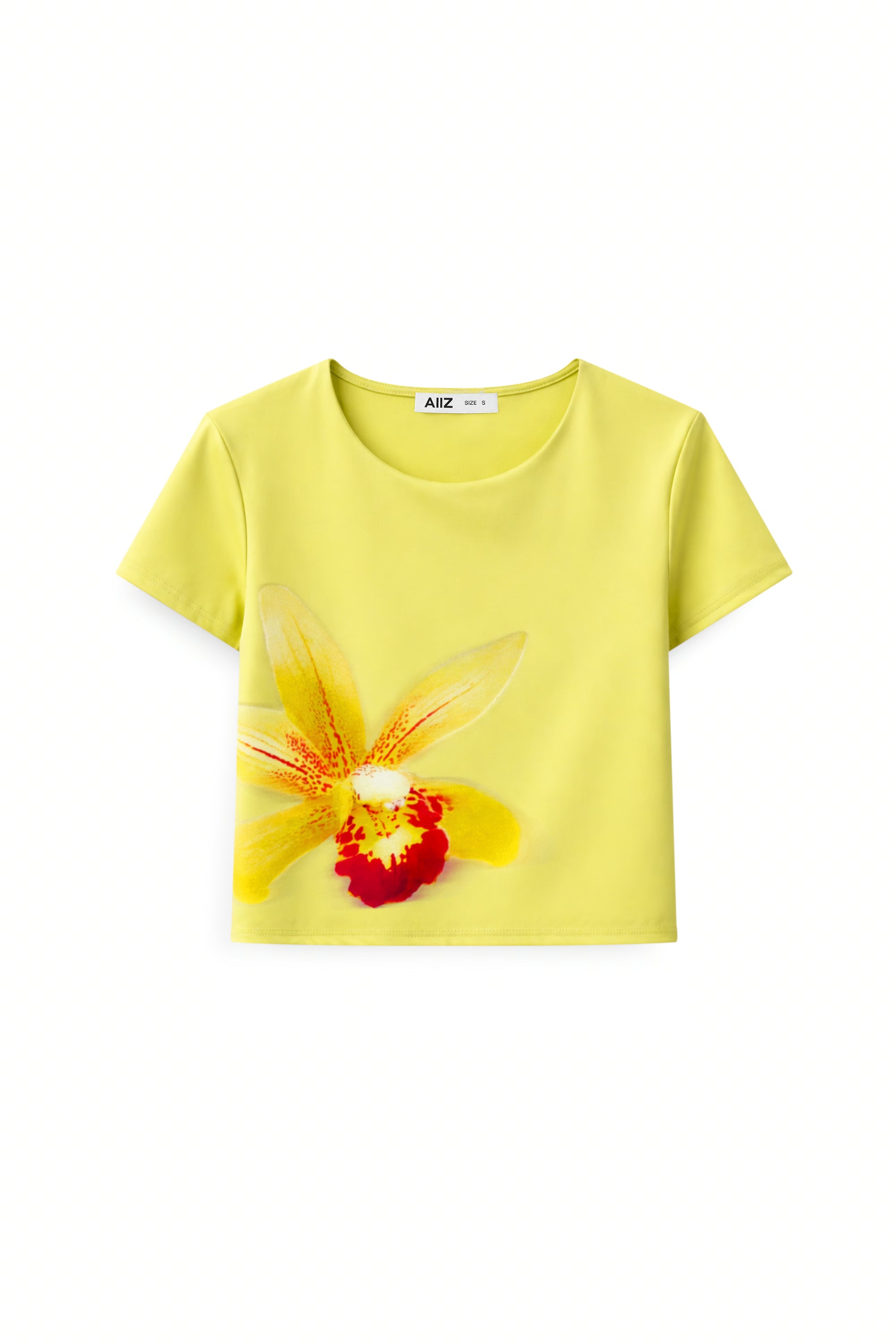 AIIZ Women's Tropical Retreat Graphic T-Shirt (Lime Green / XS)