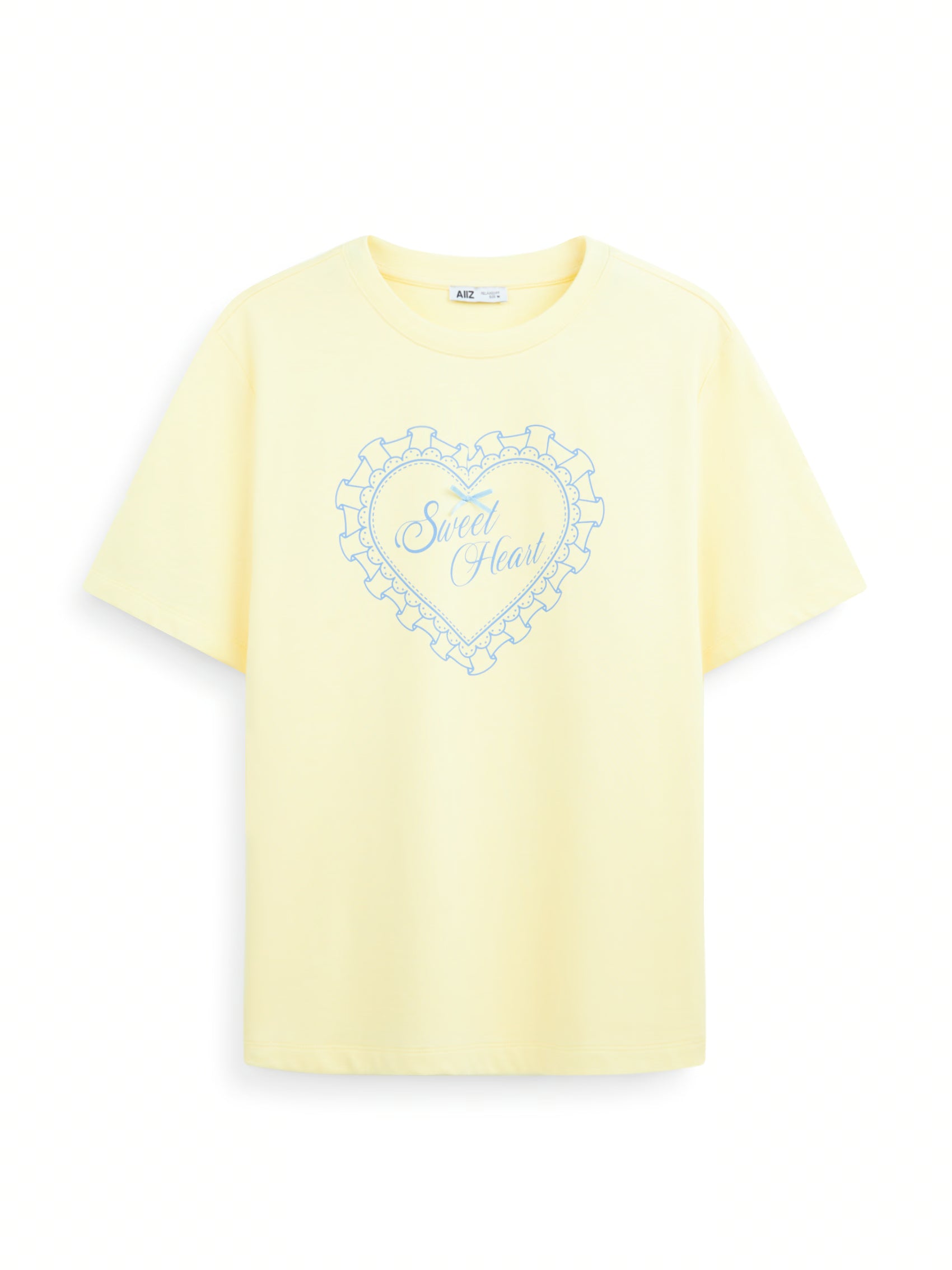 AIIZ Women's Graphic Relaxed T-Shirt (Light Yellow / S)