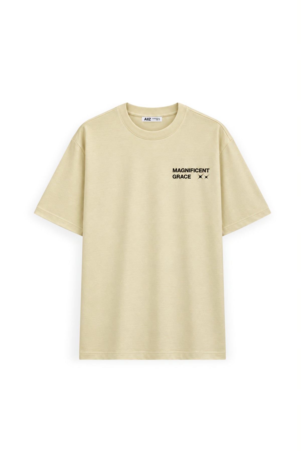 AIIZ Women's Oversized Printed T-Shirt (Beige / S)