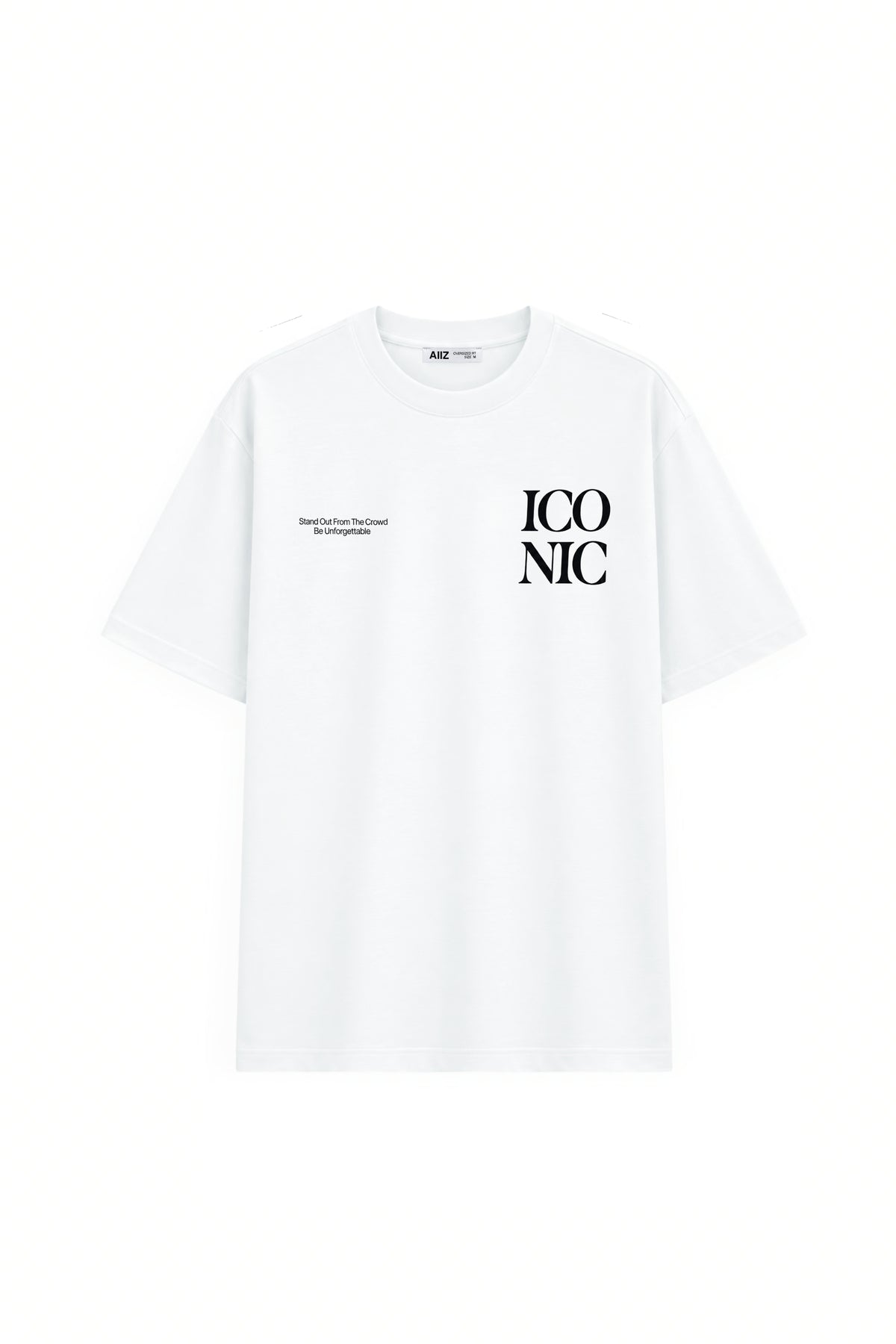 AIIZ Women's Oversized Printed T-Shirt (White / S)
