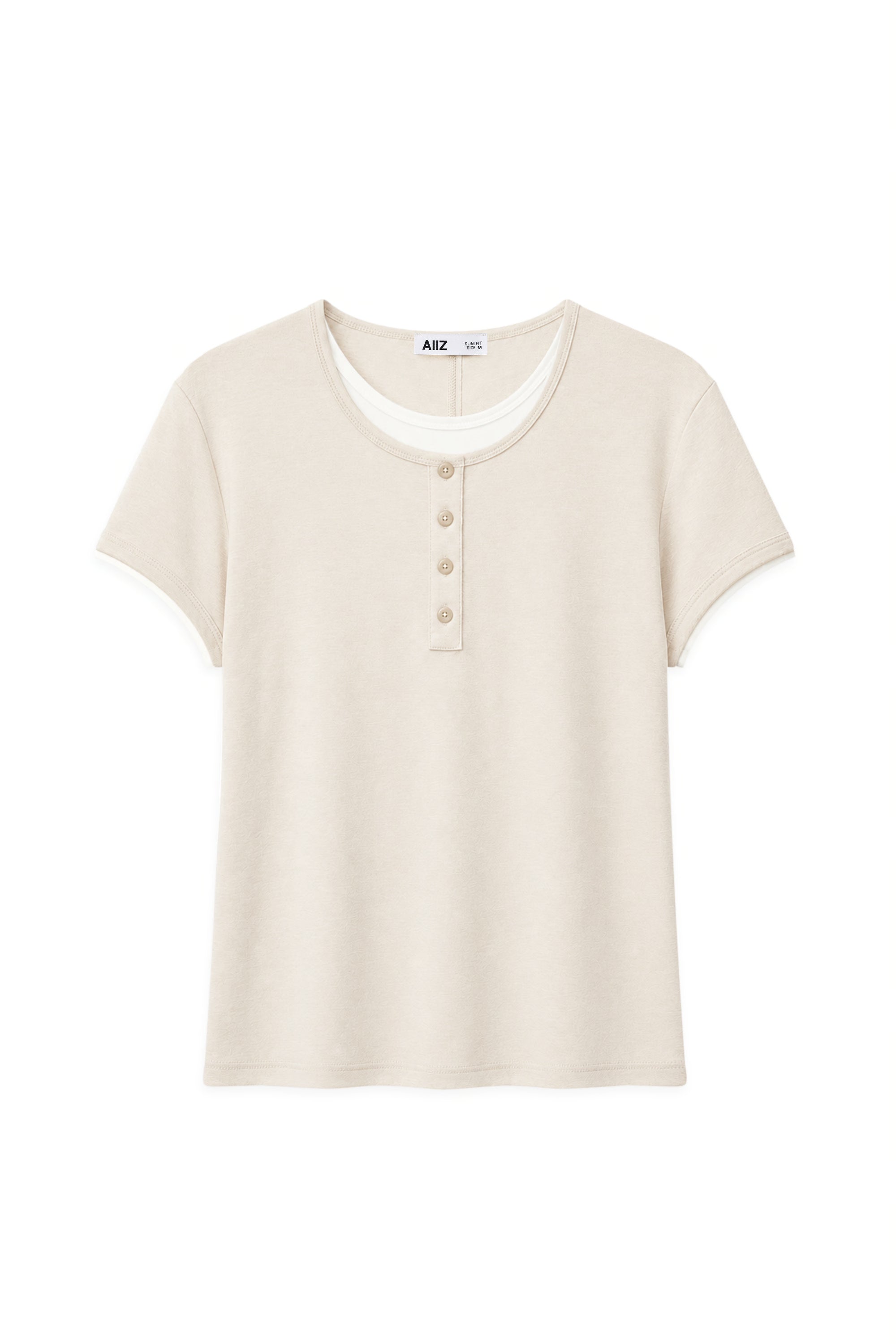 AIIZ Women's Layered Botton T-Shirt