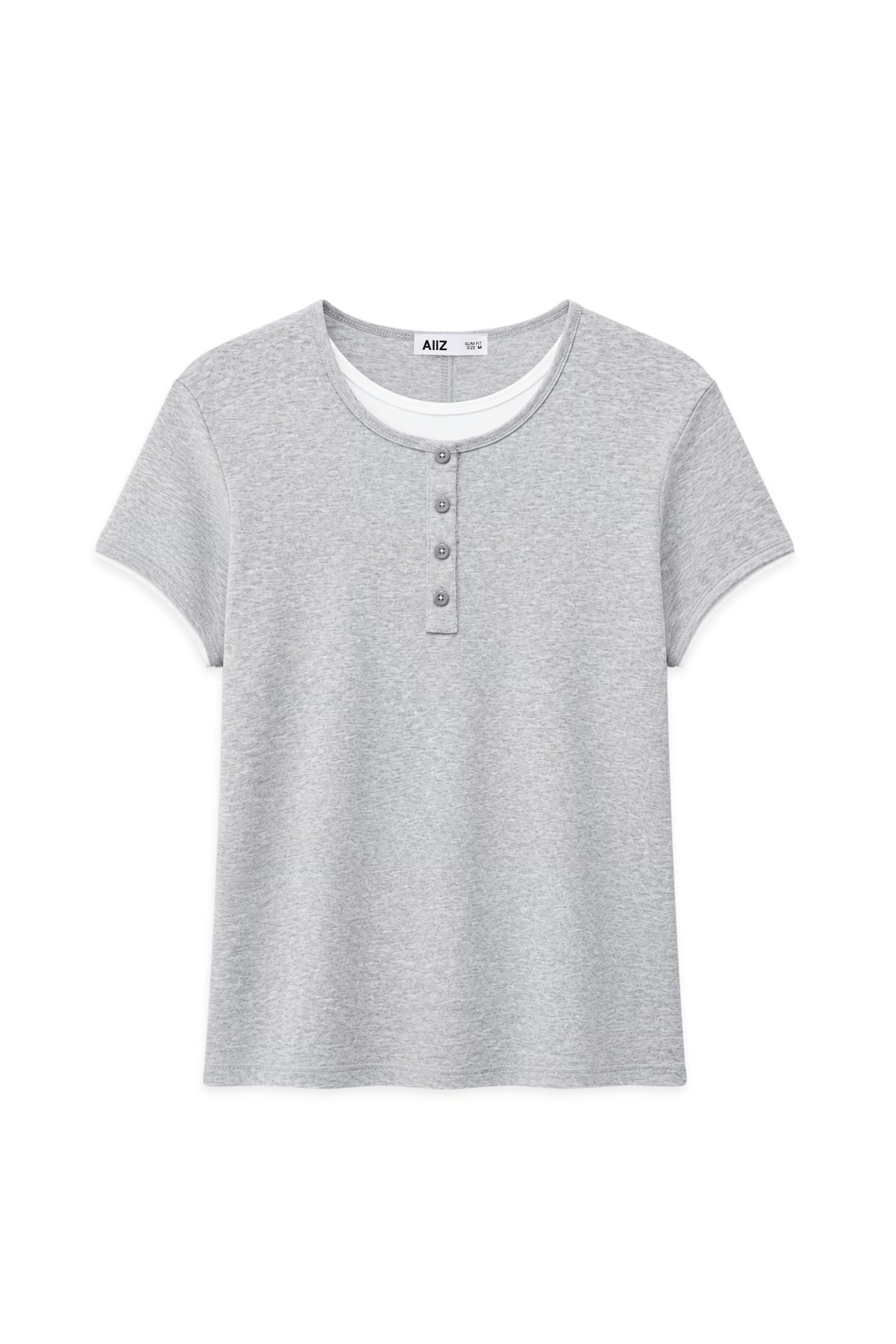 AIIZ Women's Layered Botton T-Shirt