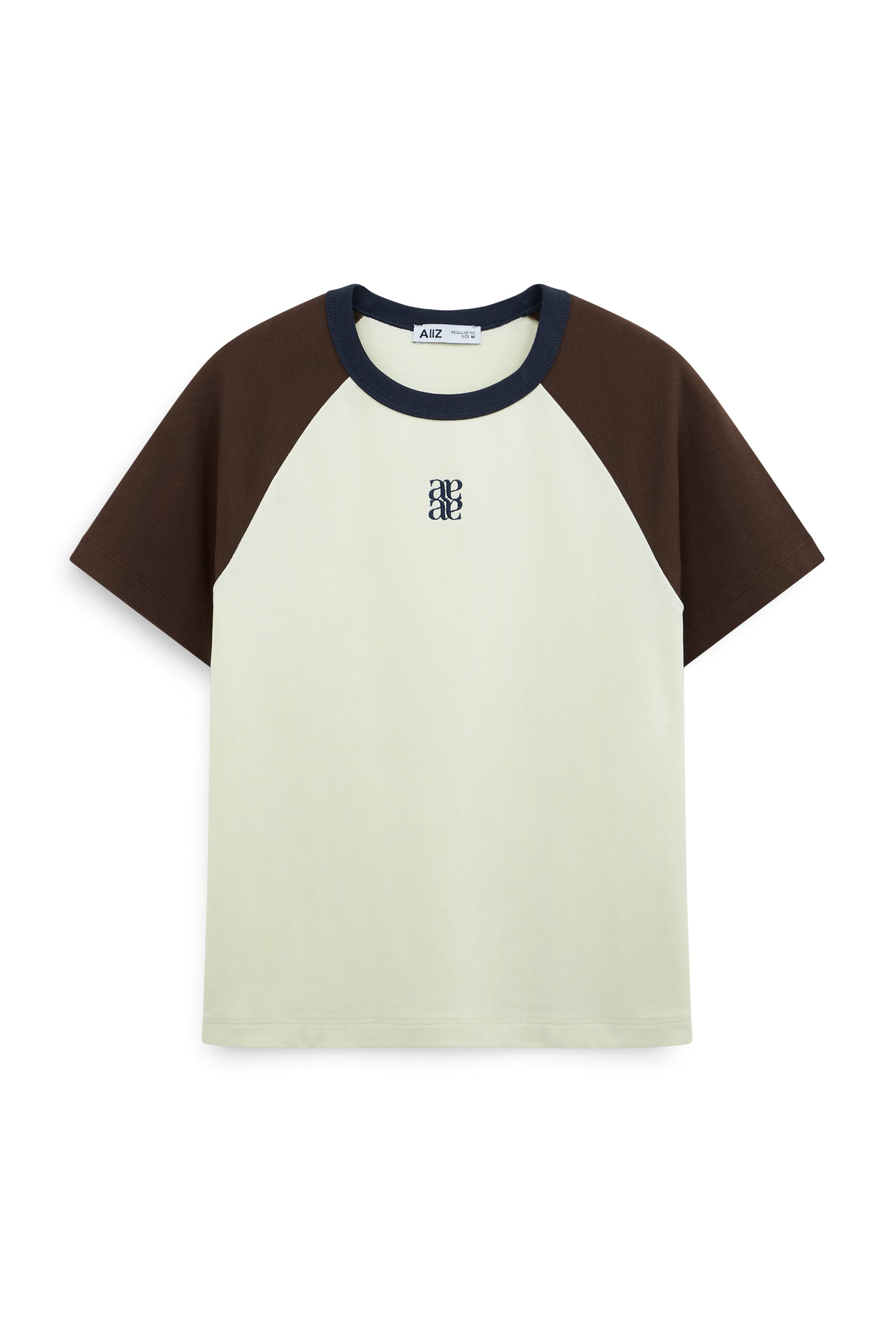 AIIZ Women’s Ringer T-Shirt (LT BEIGE / S)