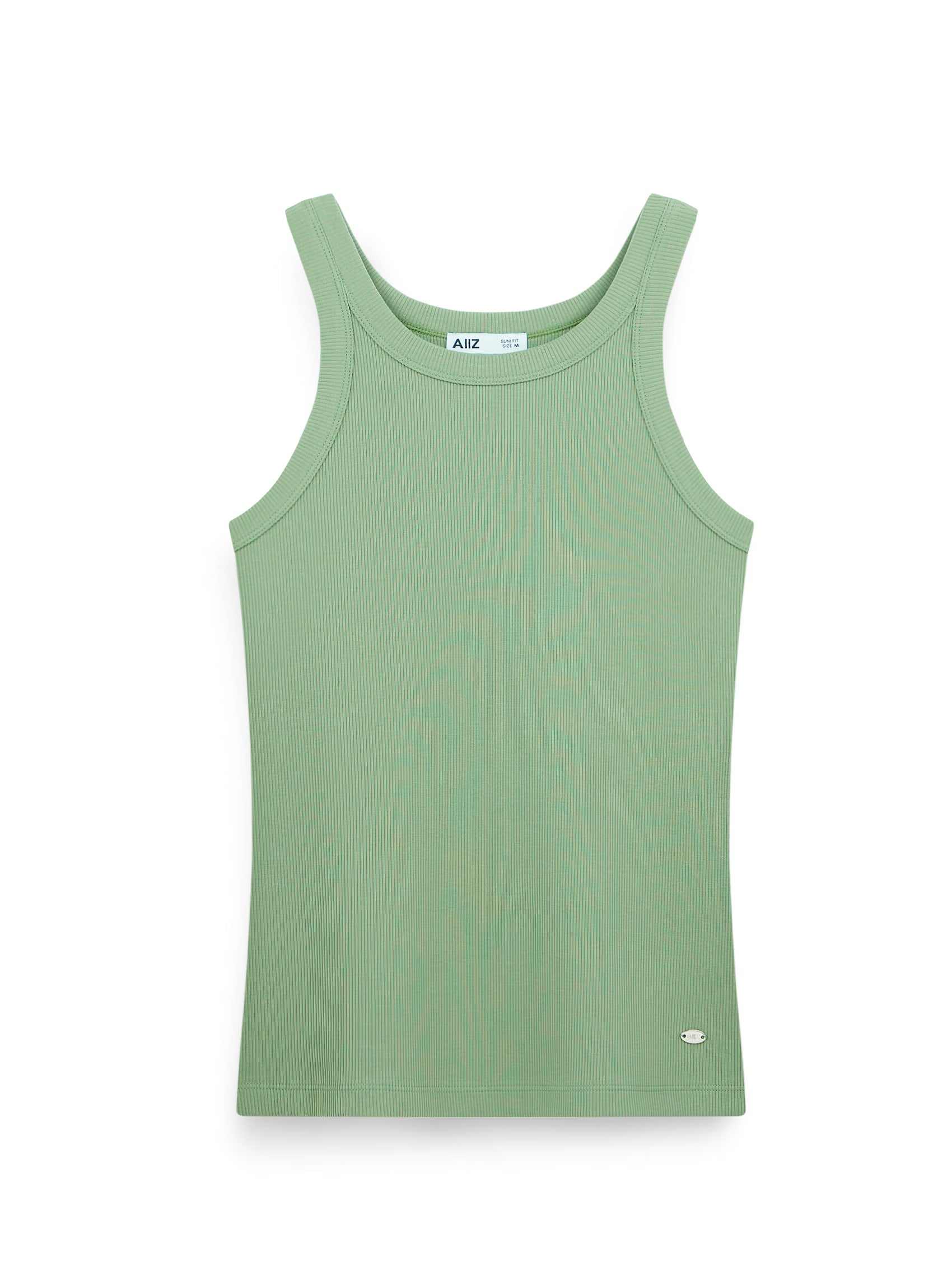 AIIZ Women's Rib Knit Tank Top (Green / S)