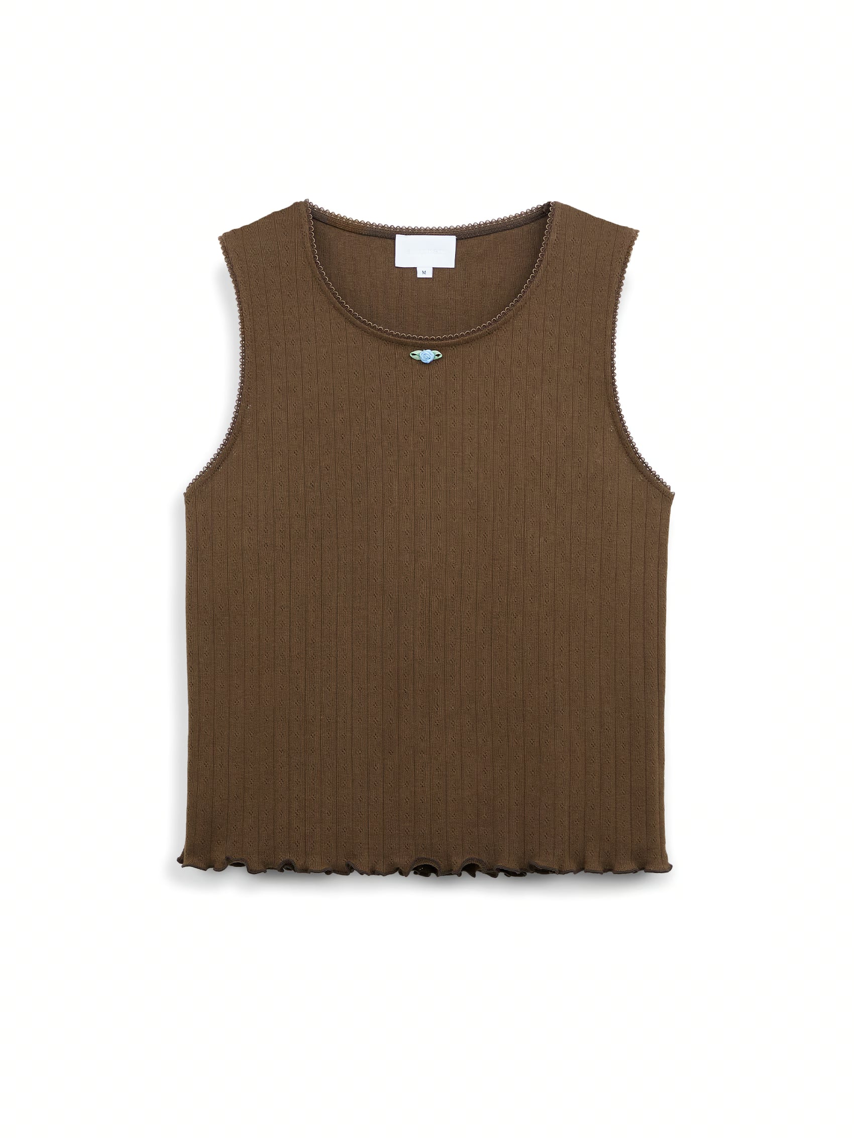 AIIZ (a.moment) Pointelle Sleeveless Top (Dark Brown / XS)