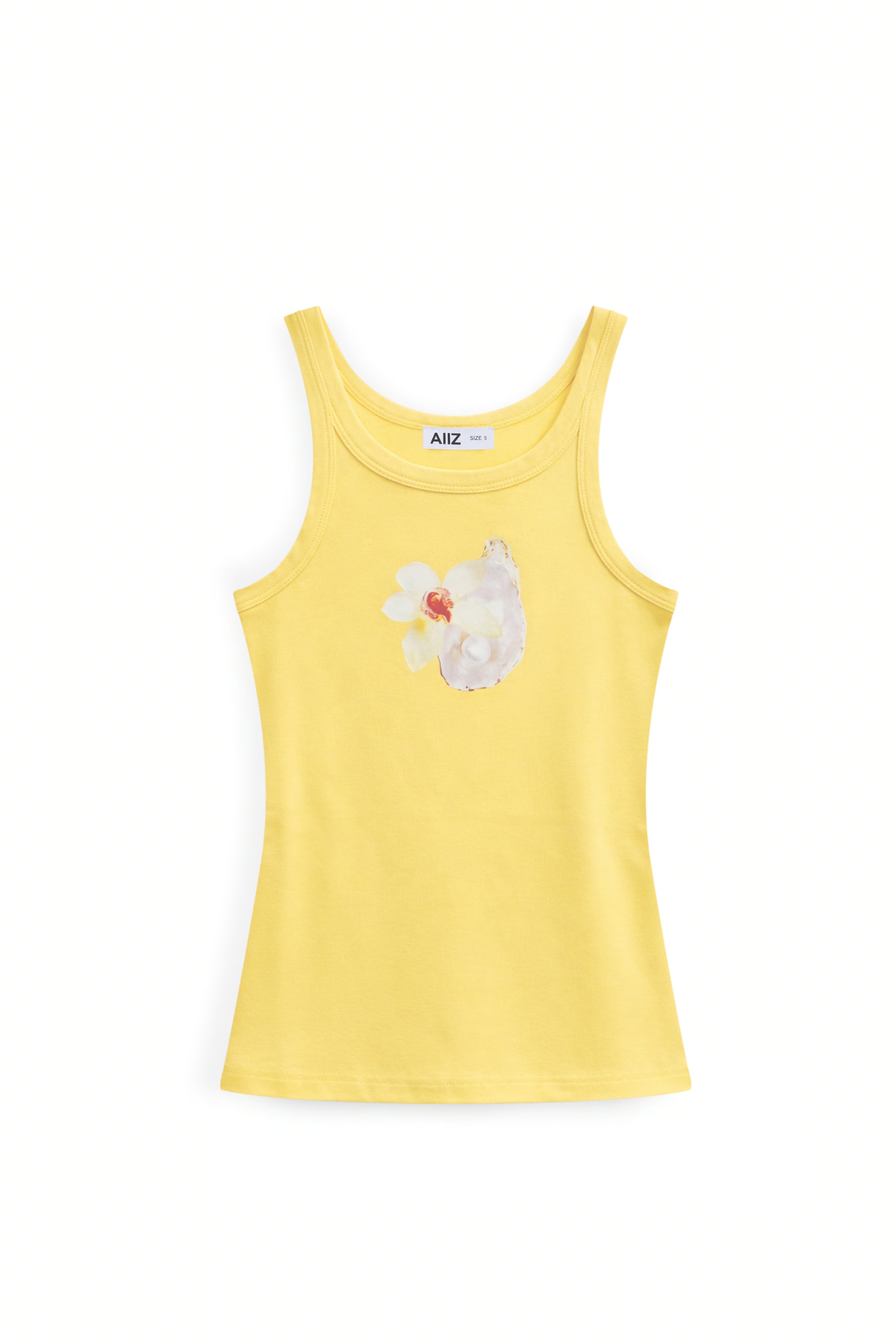 AIIZ Women's Tropical Retreat Graphic Tank Top (Yellow / XS)
