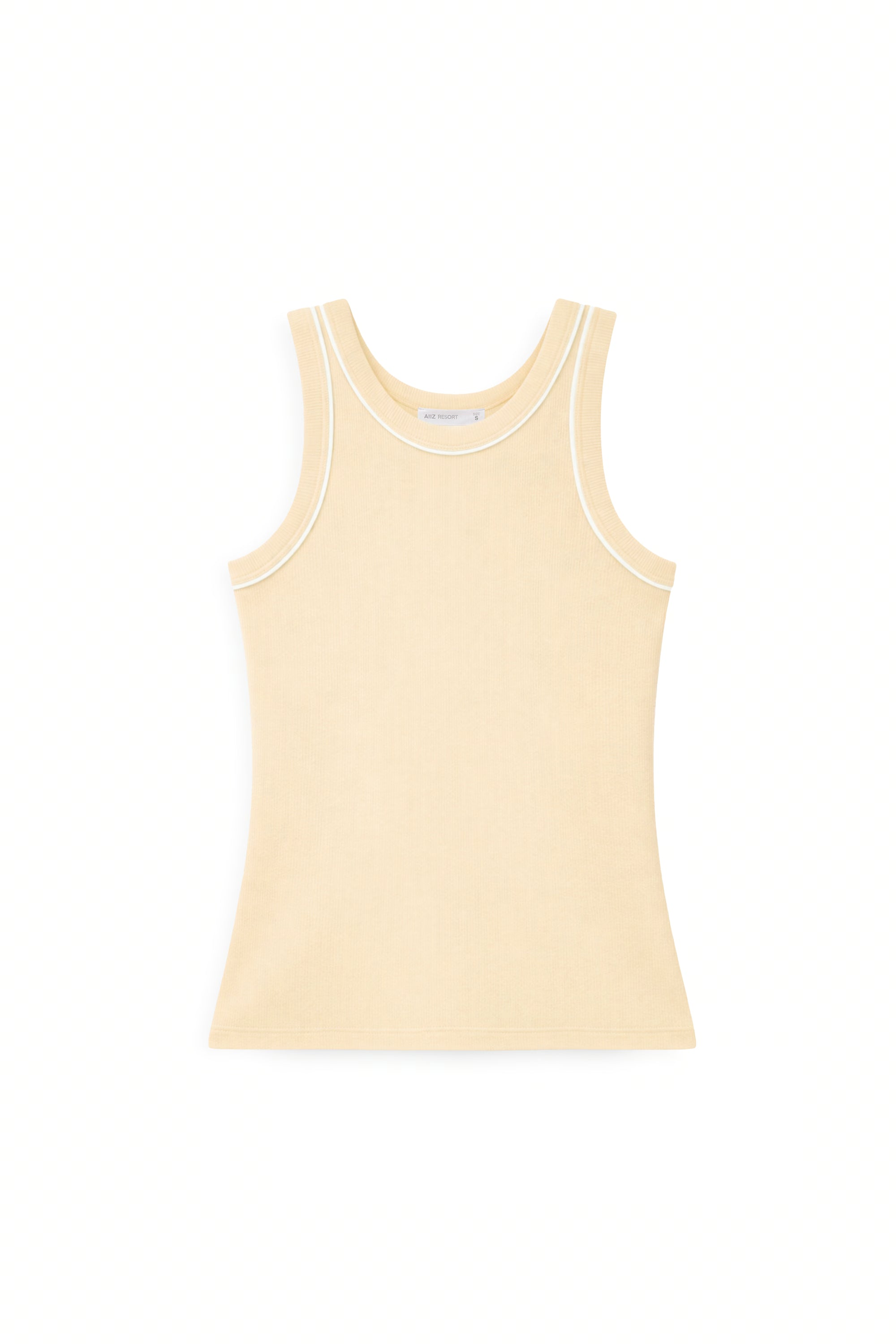 AIIZ Women's Tipping Rib Tank Top (Light Beige / S)