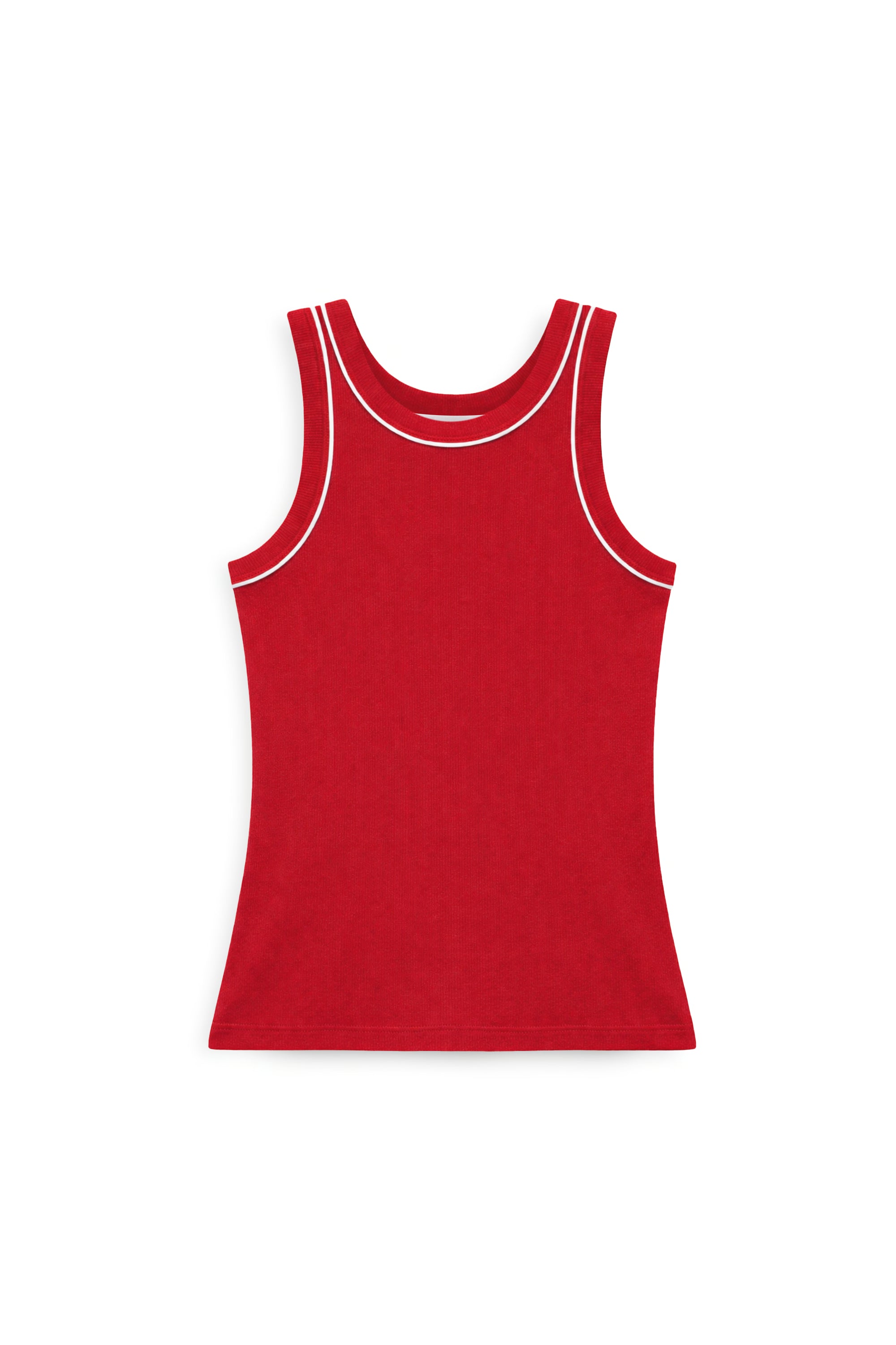AIIZ Women's Tipping Rib Tank Top (Red / S)