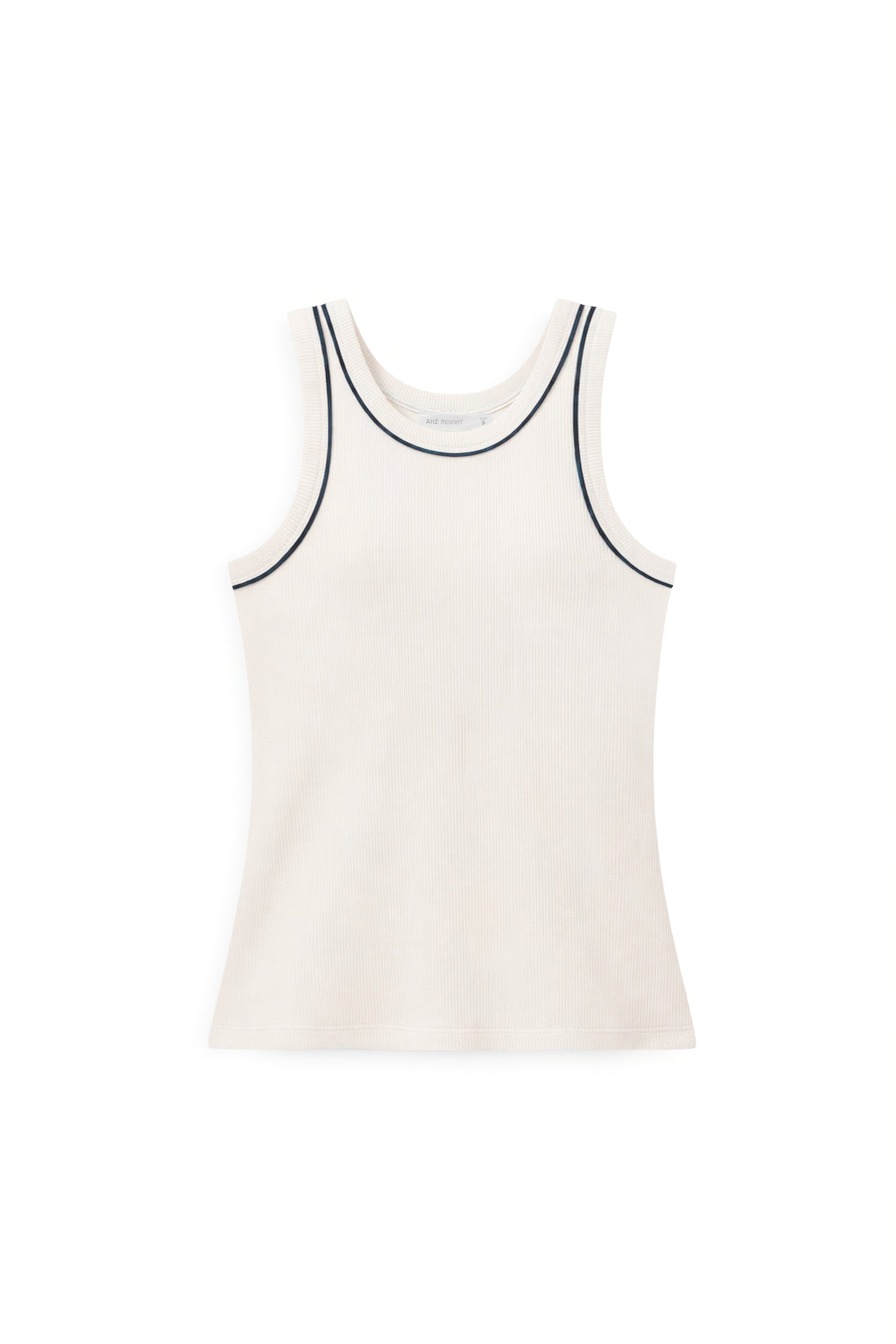 AIIZ Women's Tipping Rib Tank Top (White / S)