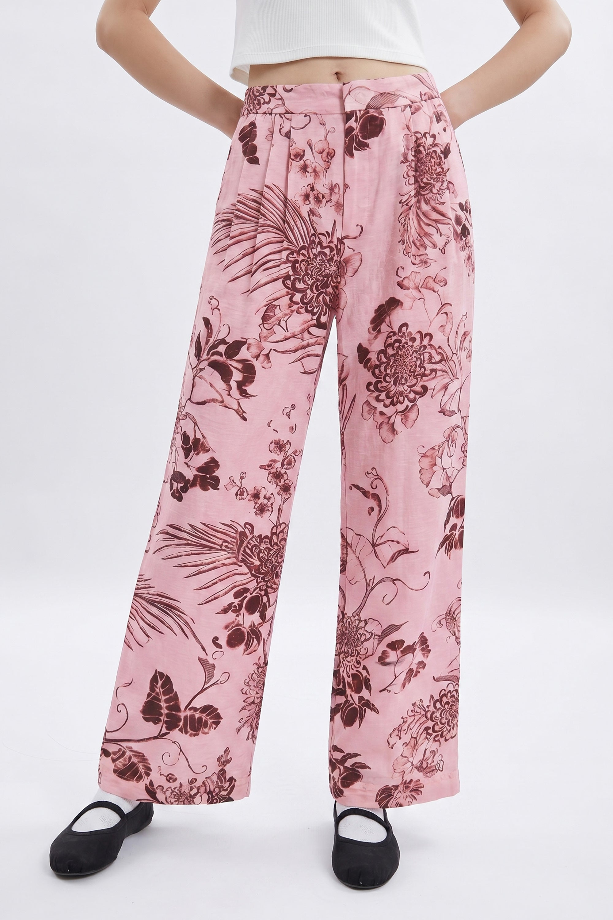 AIIZ Women's Wild West Gardens Printed Straight-Leg Pants