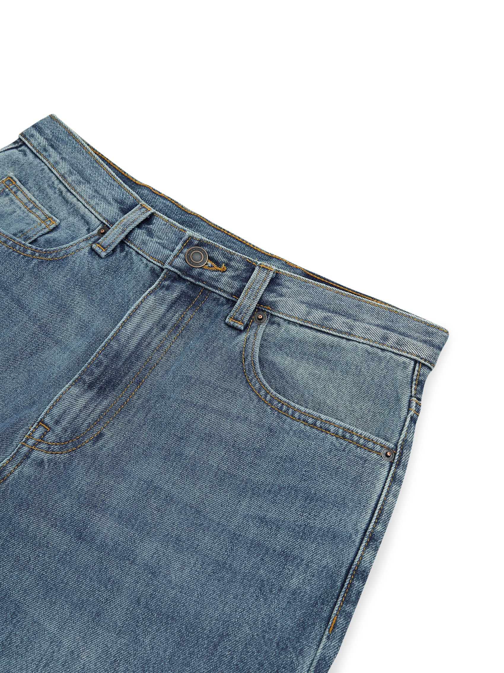 AIIZ Women's Denim Pants Relaxed Mid Rise