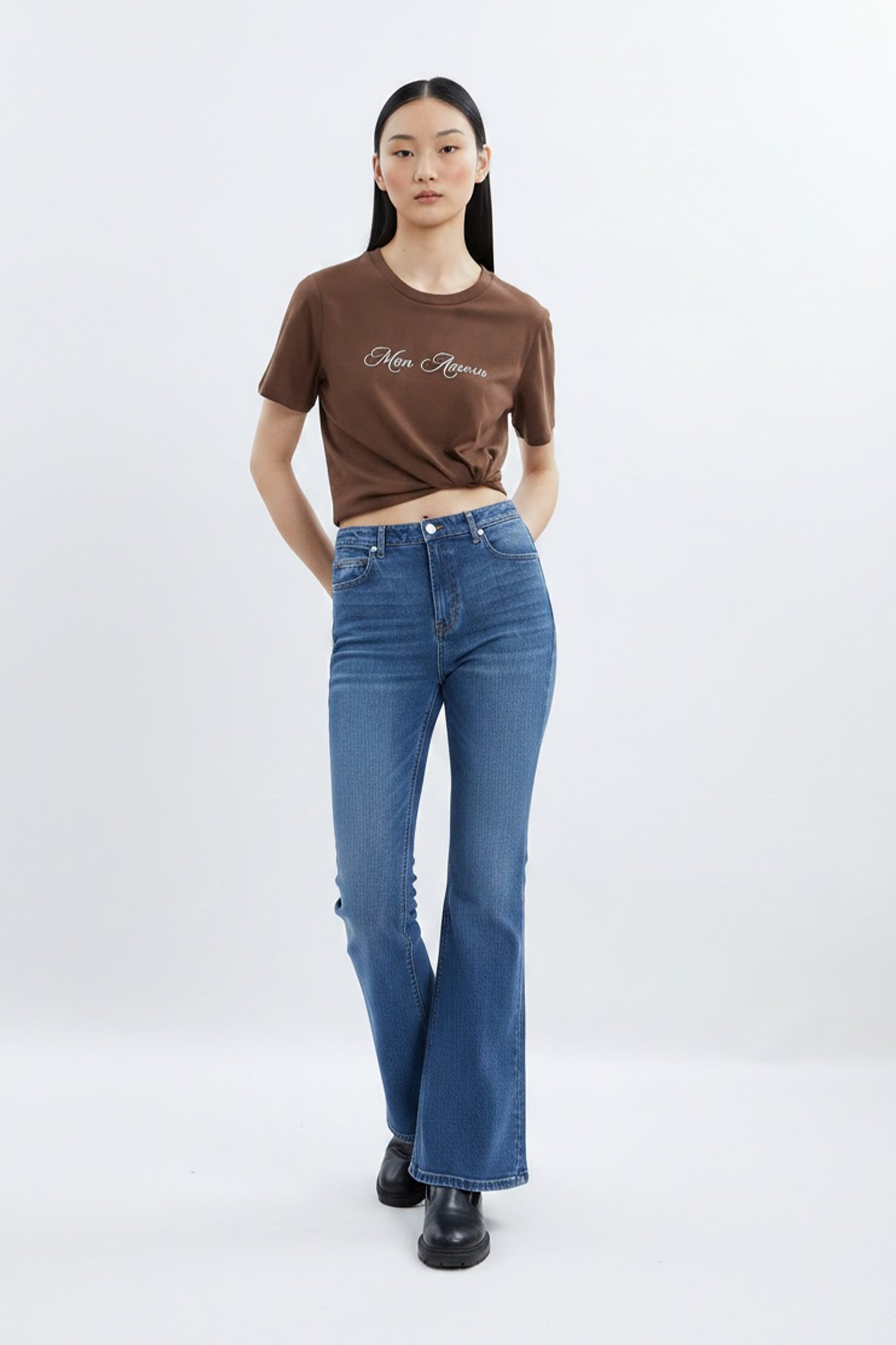 AIIZ Women's Flare Long Denim