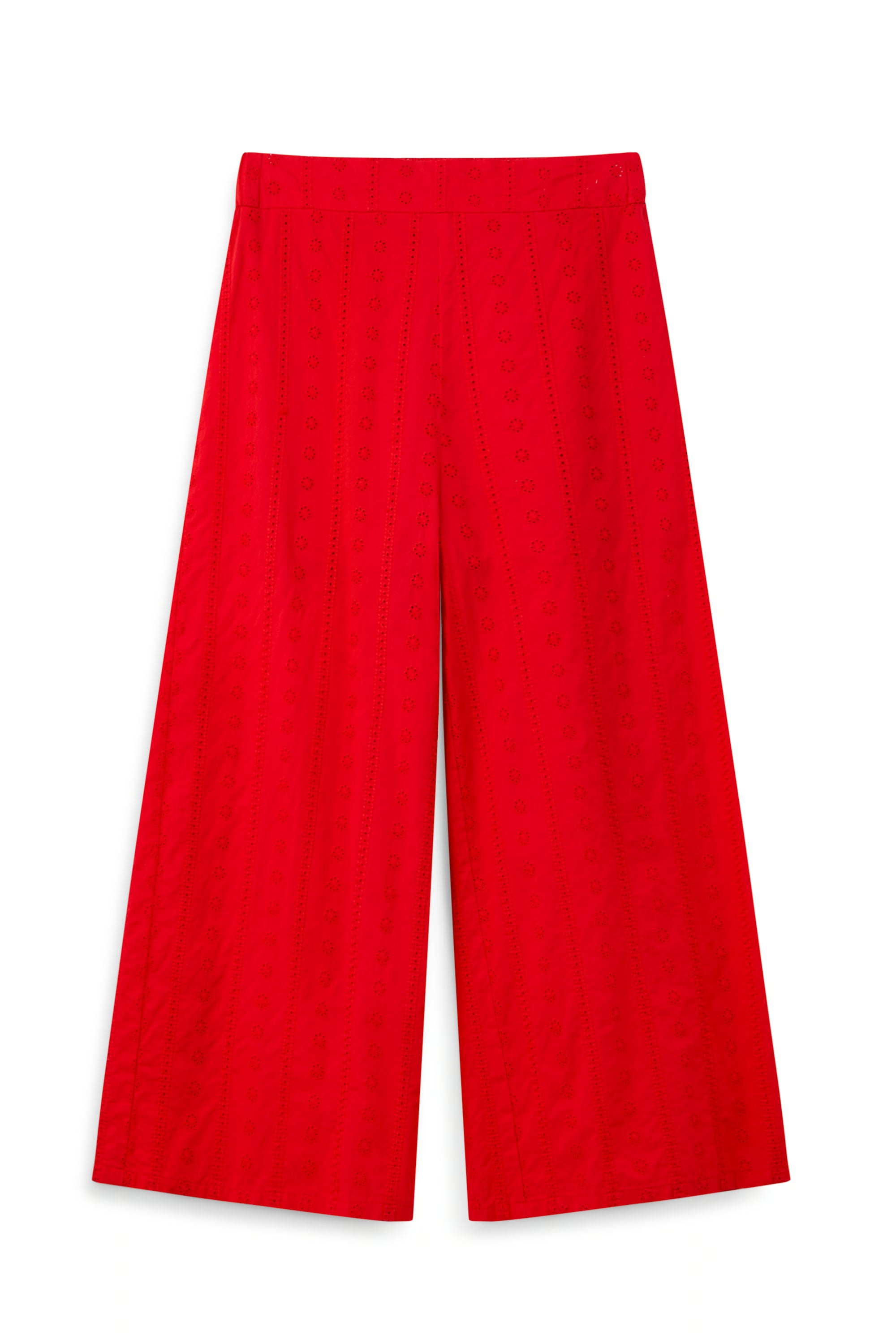 AIIZ Women's Embroidered Eyelet Culottes (Red / S)