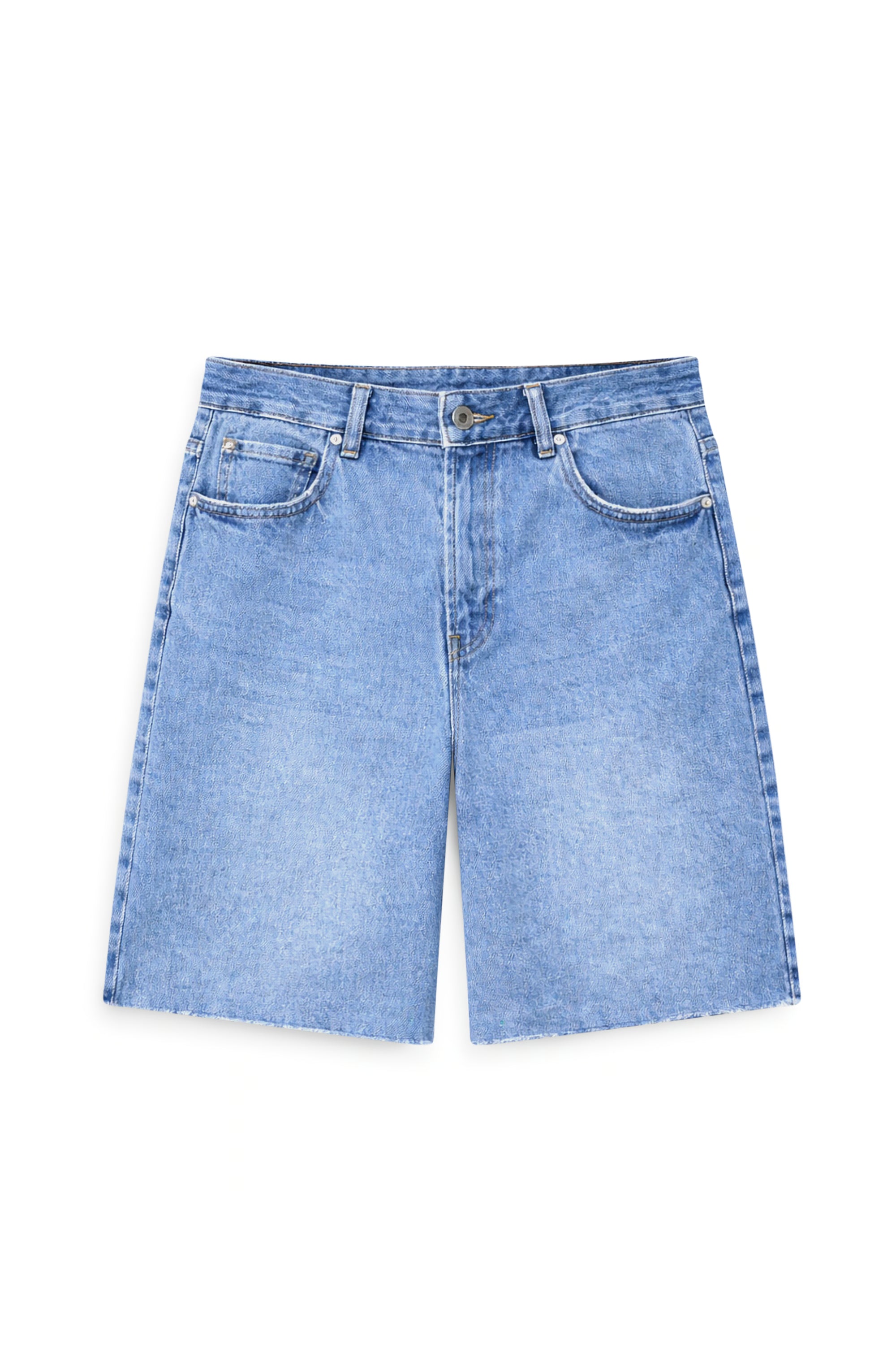 AIIZ Women’s Denim Bermuda Shorts Boyfriend-100% Cotton (Light Blue / 25)