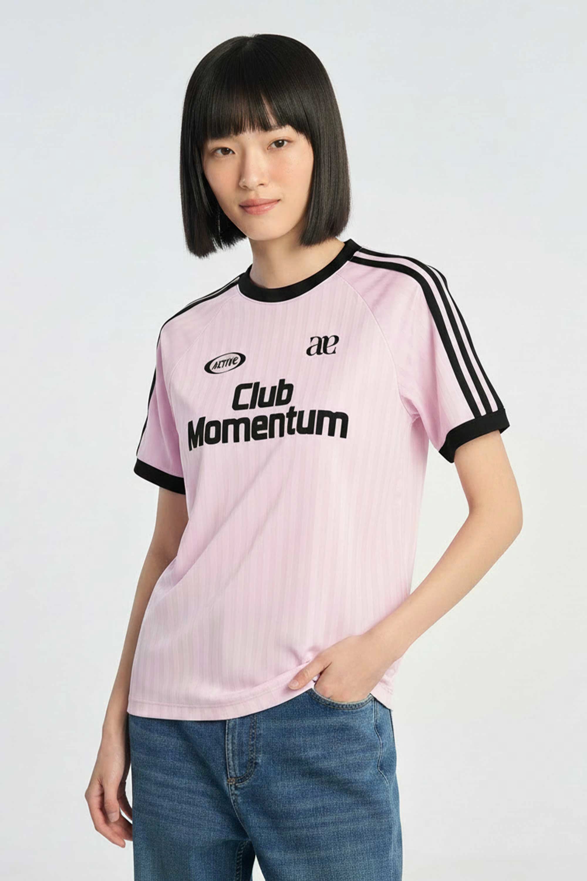 AIIZ Women's The Blokecore Edit Pinstripe Tee