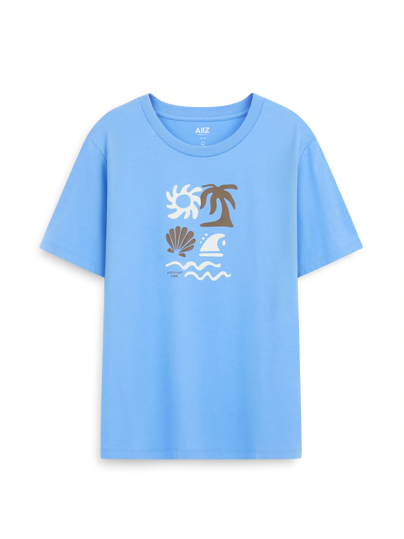 AIIZ Women's Vacation Time Graphic T-Shirt (Blue / S)