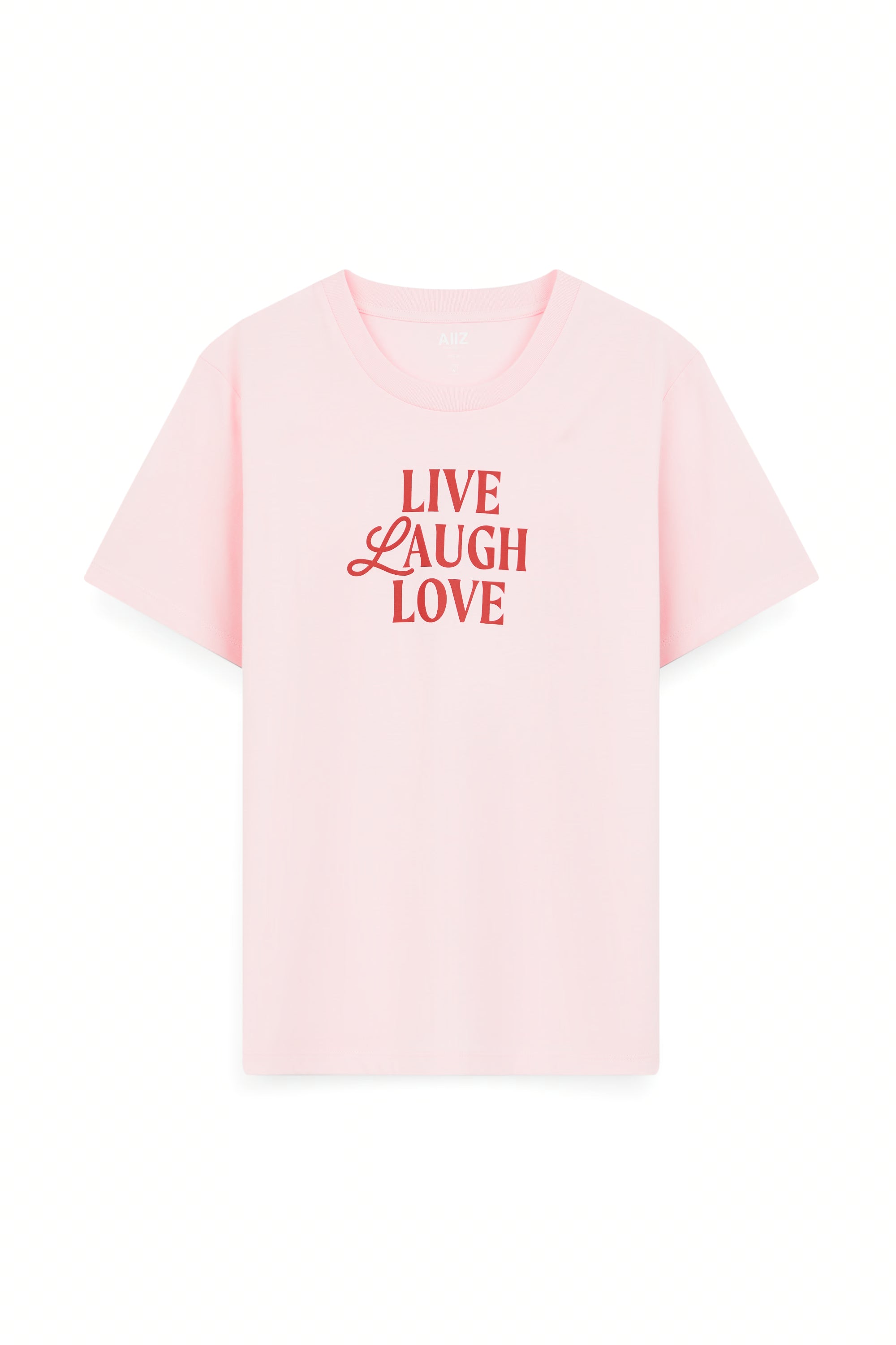 AIIZ Women's Typo Graphic T-Shirt (Light Pink / S)