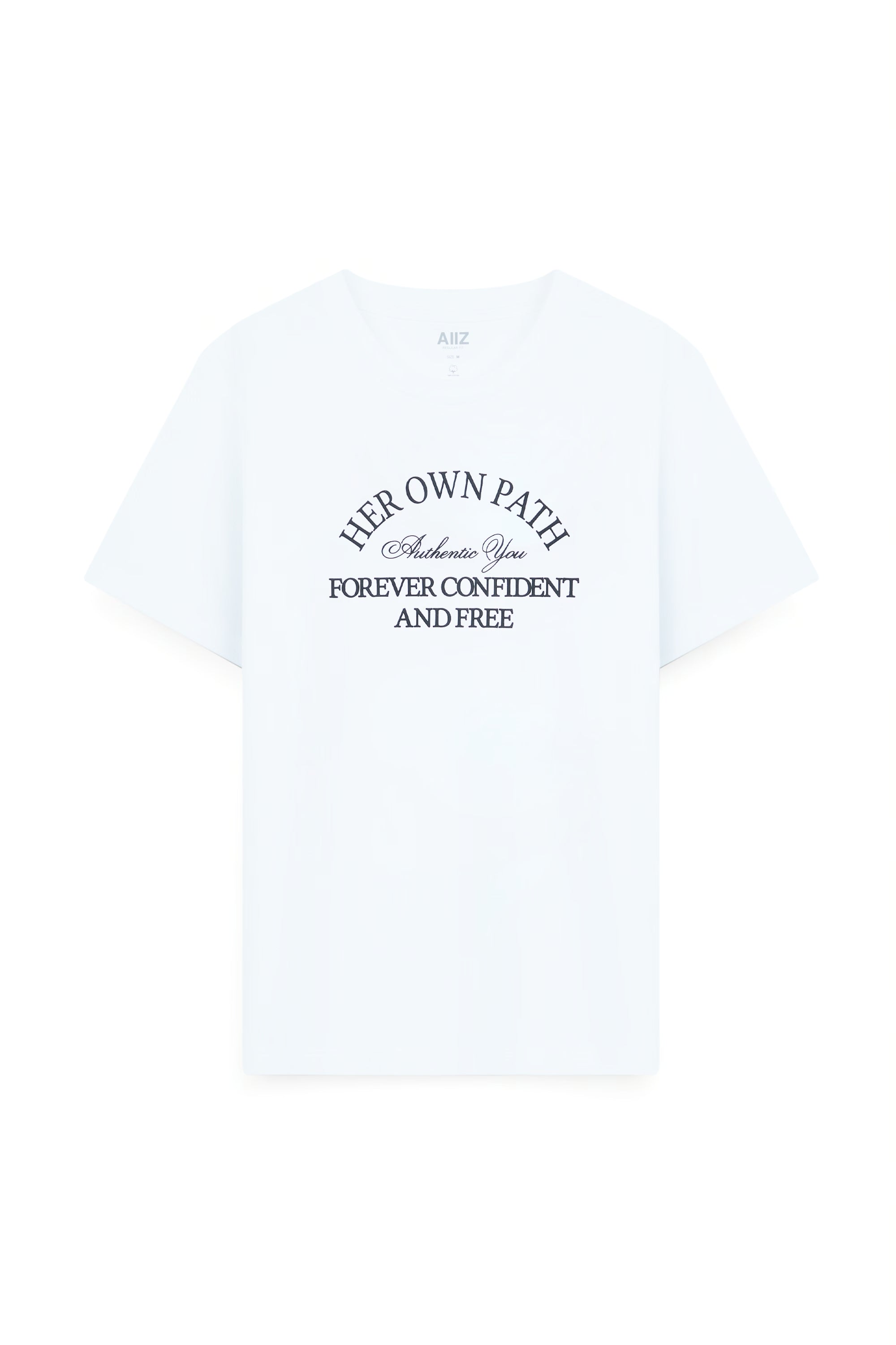 AIIZ Women's Typo Graphic T-Shirt (White / S)