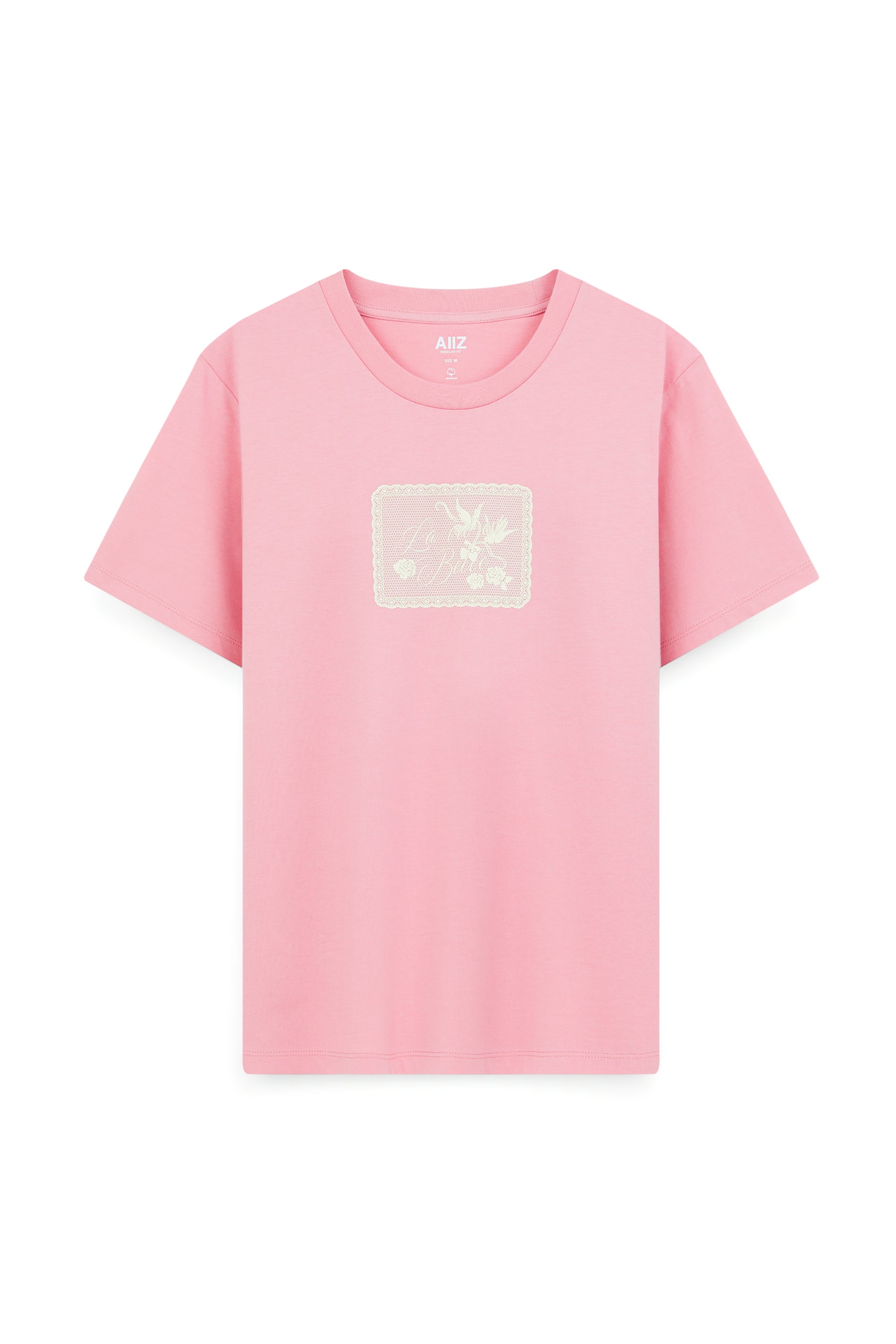 AIIZ Women's Lace Graphic T-Shirt (Pink / S)