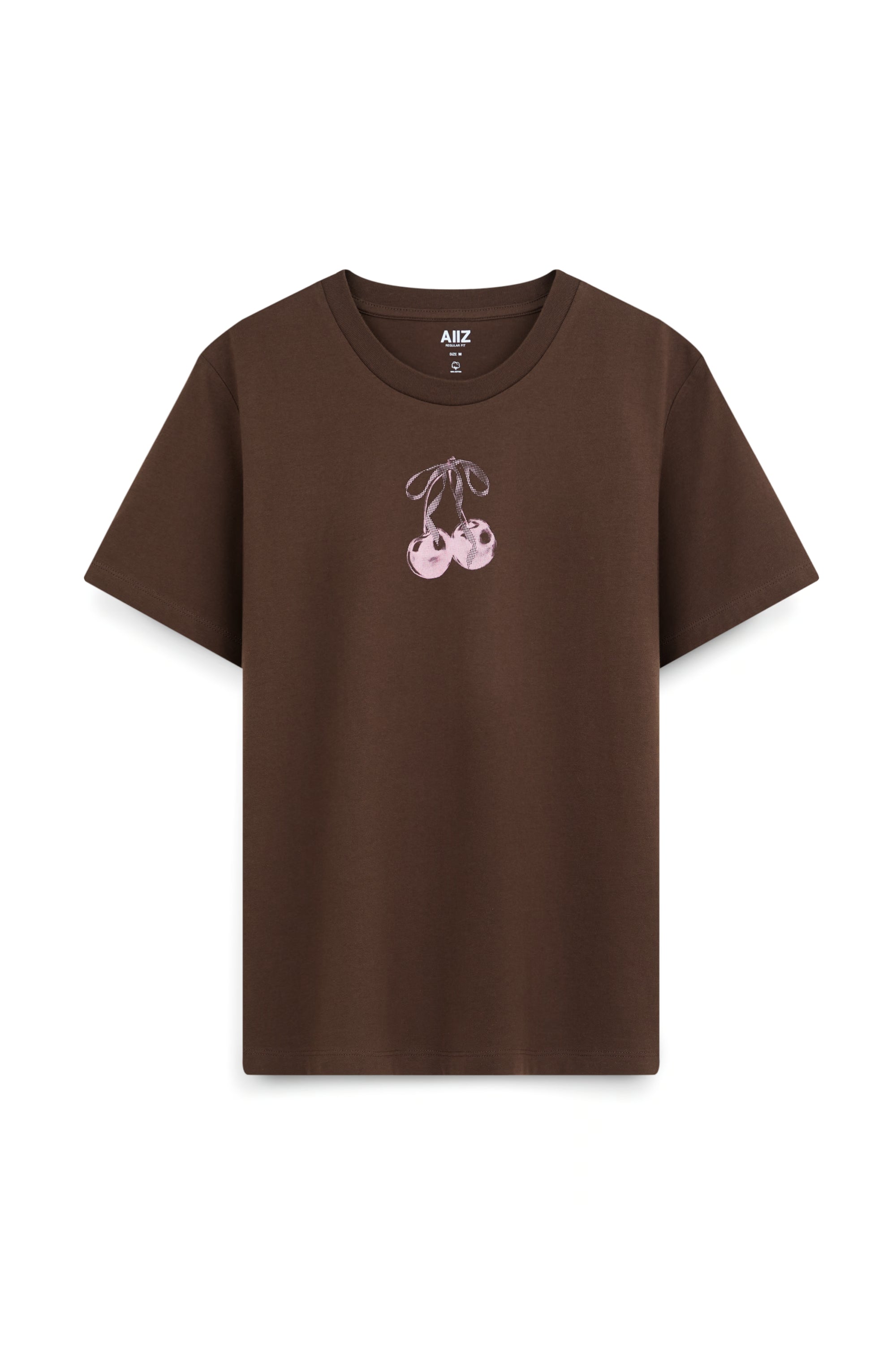 AIIZ Women's Cherry Graphic T-Shirt (Brown / S)