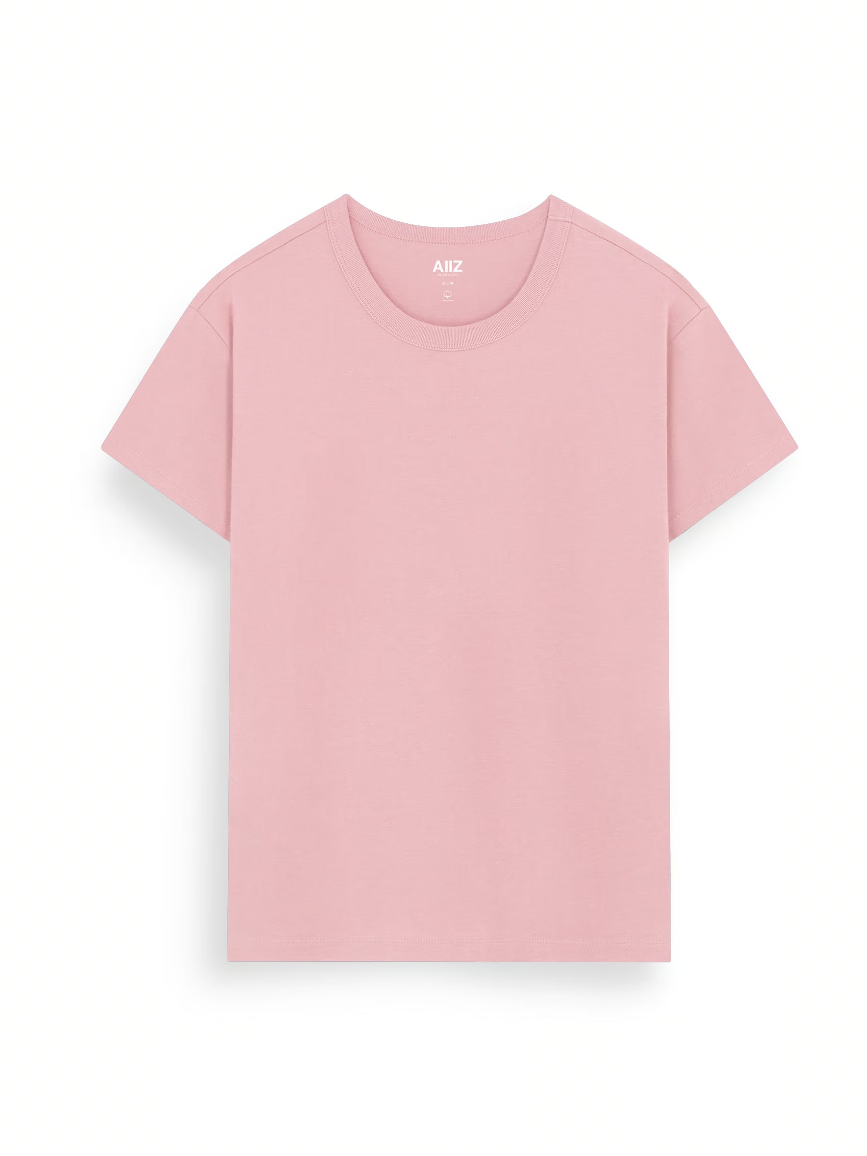 AIIZ Women's Round Neck T-Shirt (Light Pink / S)